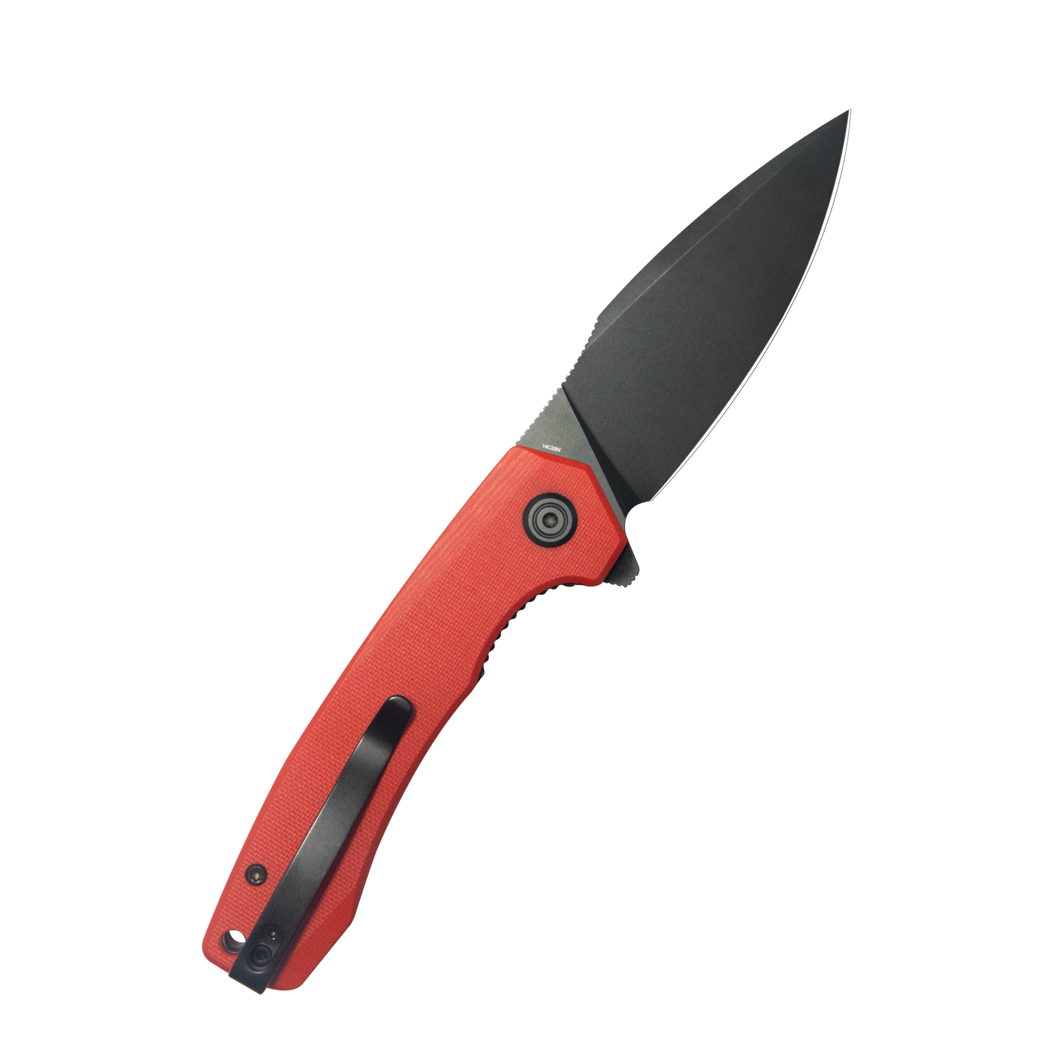 Calyce Liner Lock Flipper Folding Knife Red G10 Handle 3.27" Blackwashed 14C28N KU901X