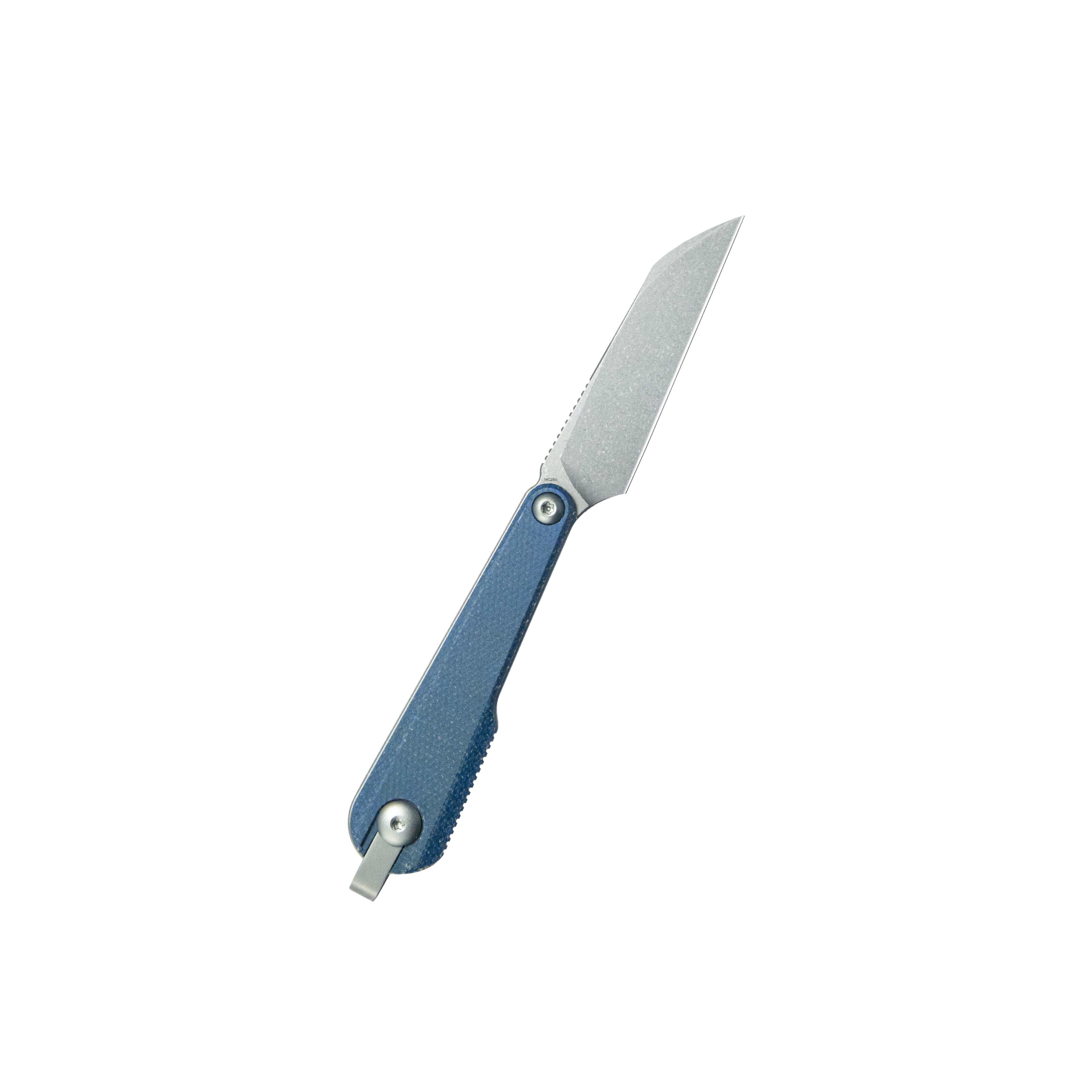 Kubey YAG Fixed Blade Knife Blue Micarta Handle 2.4" Beadblast 14C28N Blade KU450B