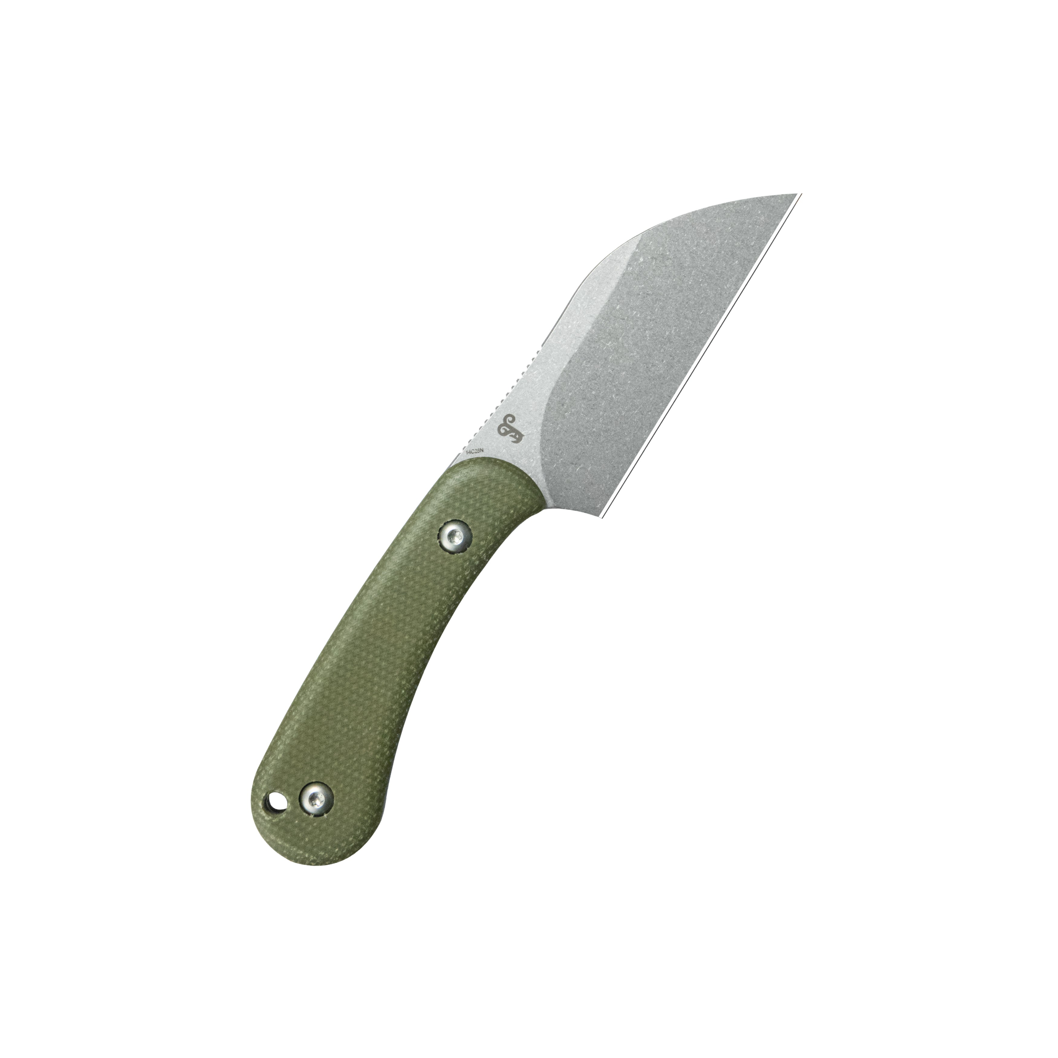 Kubey Rockhopper Fixed Blade Knife Green Micarta Handle 2.60" Beadblast 14C28N KU412E