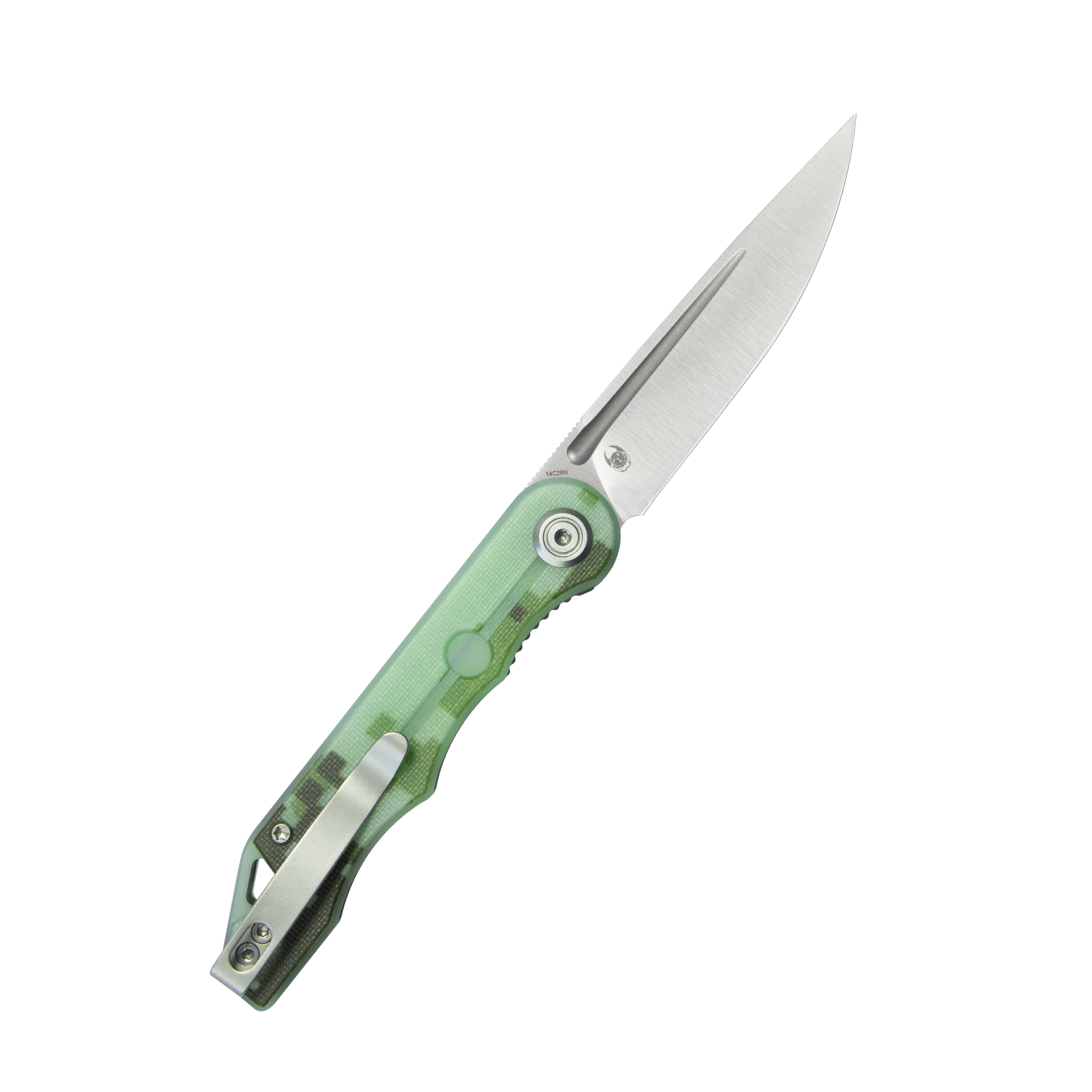 Kubey Mizo Liner Lock Front Flipper Folding Knife Camo G10 Handle 3.15" Satin 14C28N KU2101I