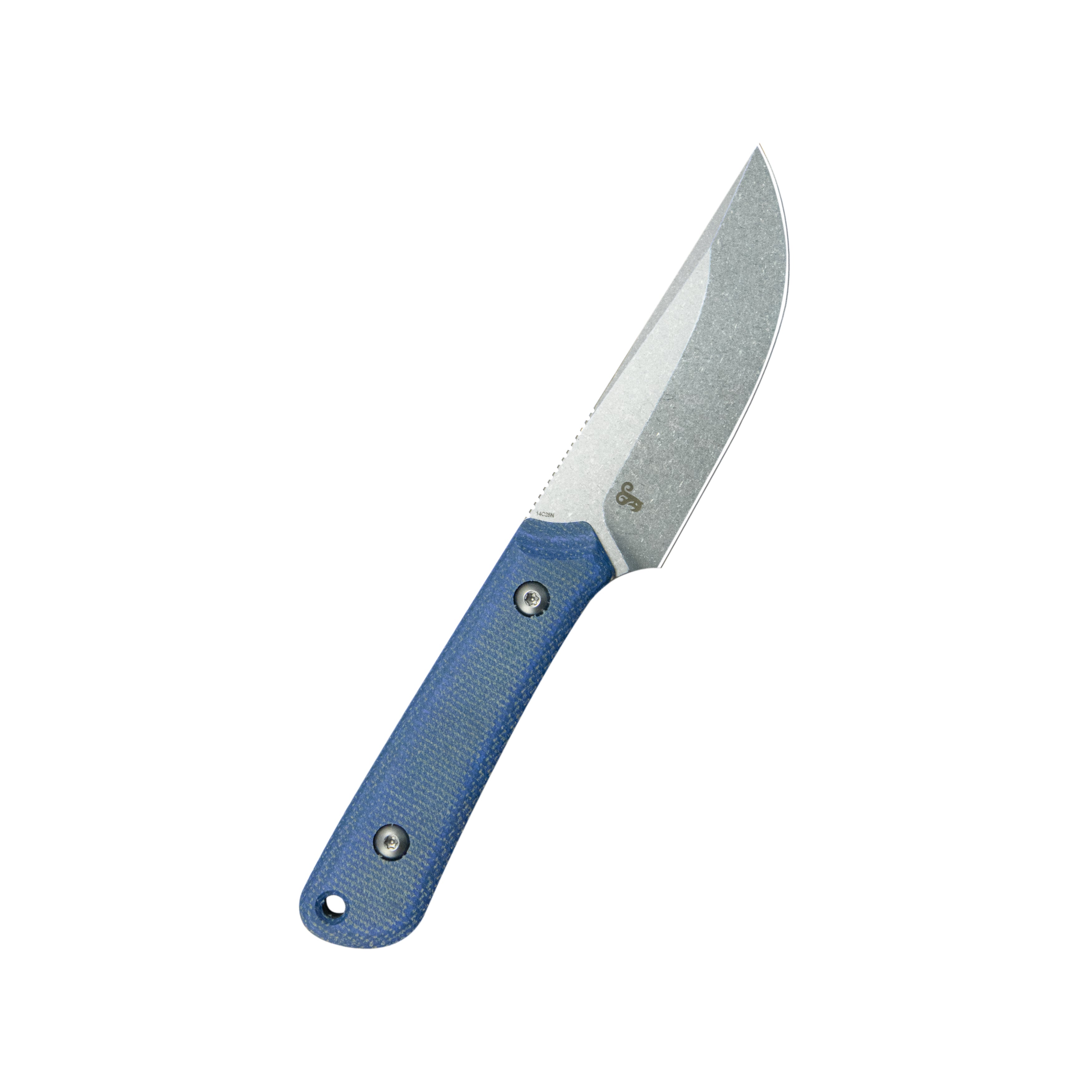 Kubey Thorn Fixed Blade Knife Blue Micarta Handle 2.8" Beadblast 14C28N Blade KU413C