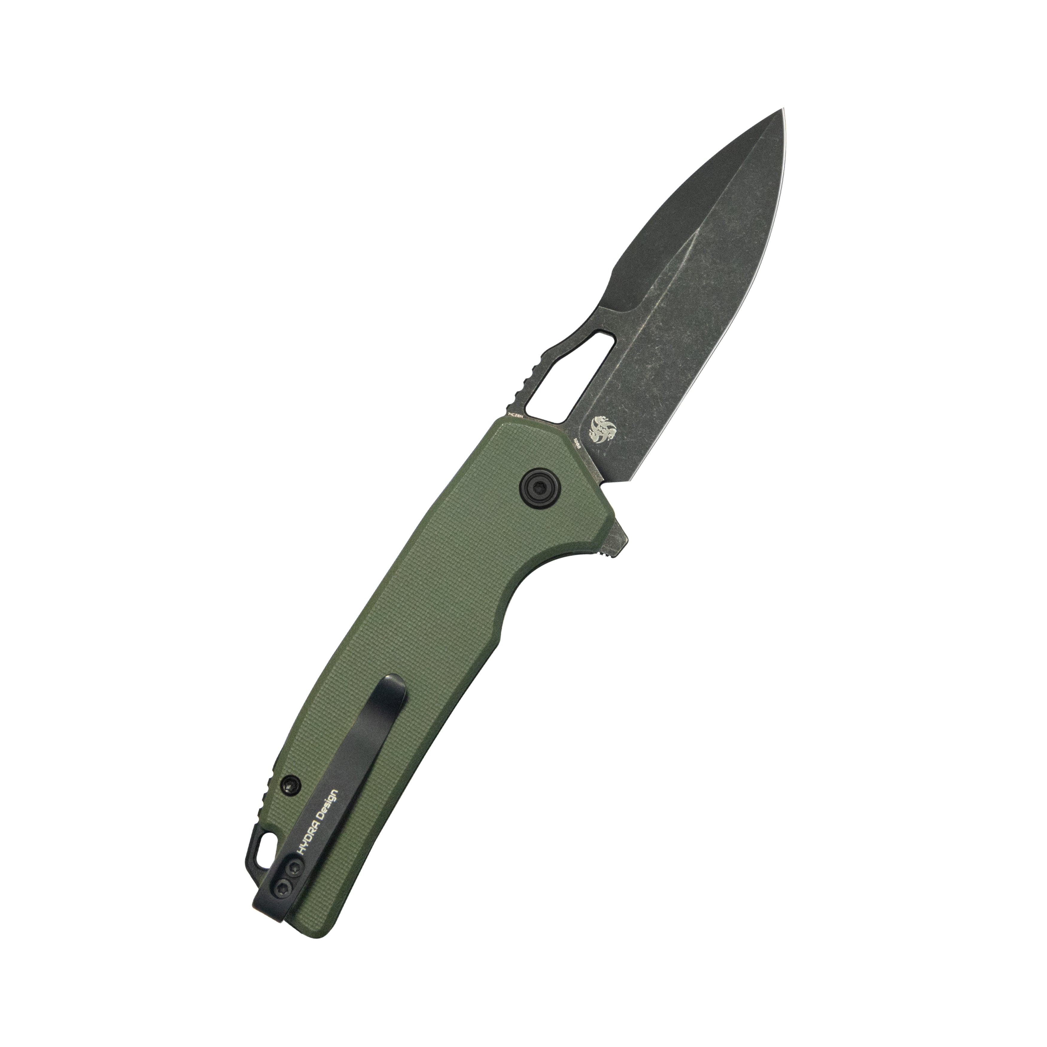 Kubey RDF Pocket Knife Green G-10 Handle 3.11" Blackwash 14C28N Blade Knife KU316K