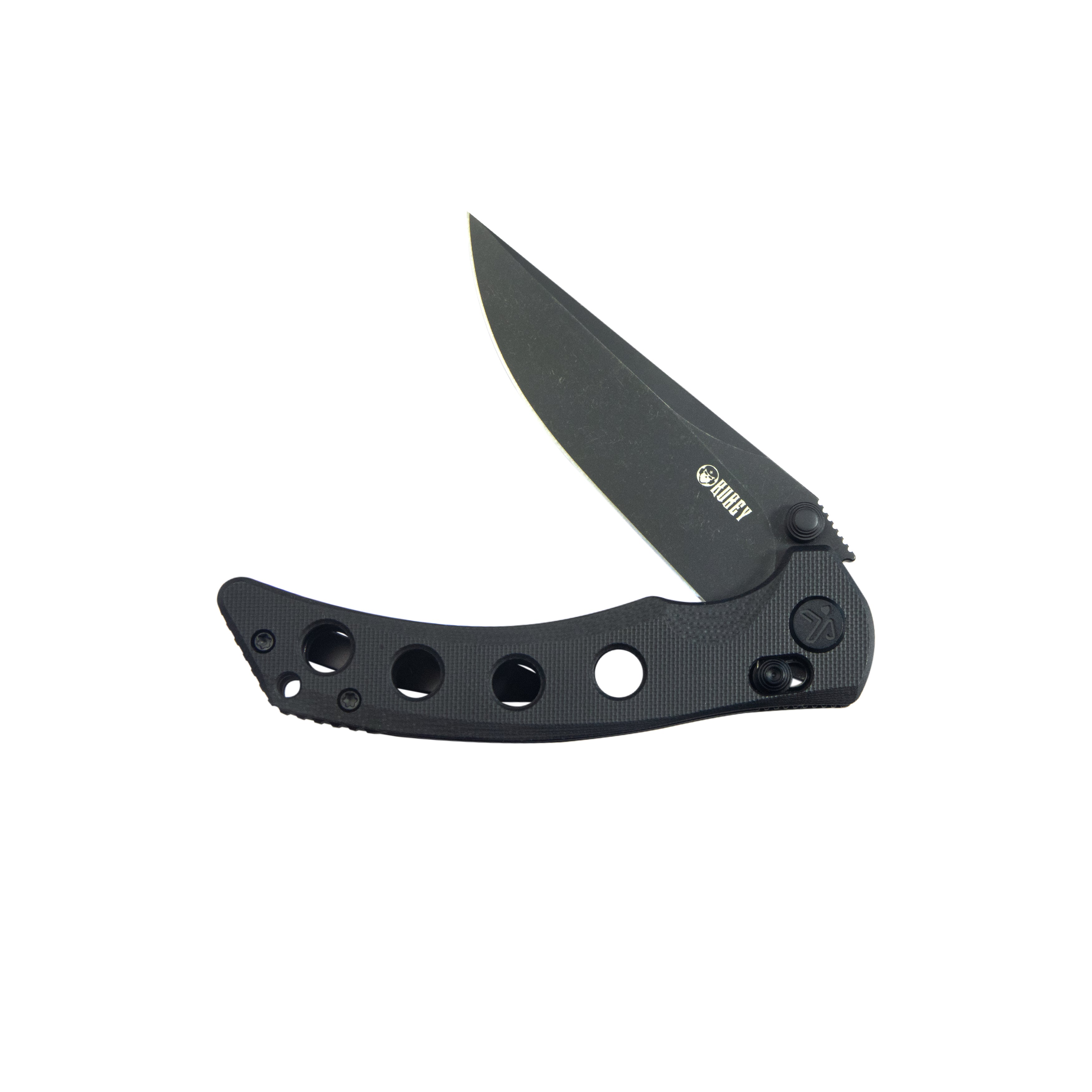 Kubey Hound Crossbar Lock Folding Pocket Knife Black G-10 Handle 3.43" Blackwash 14C28N Blade KU172B