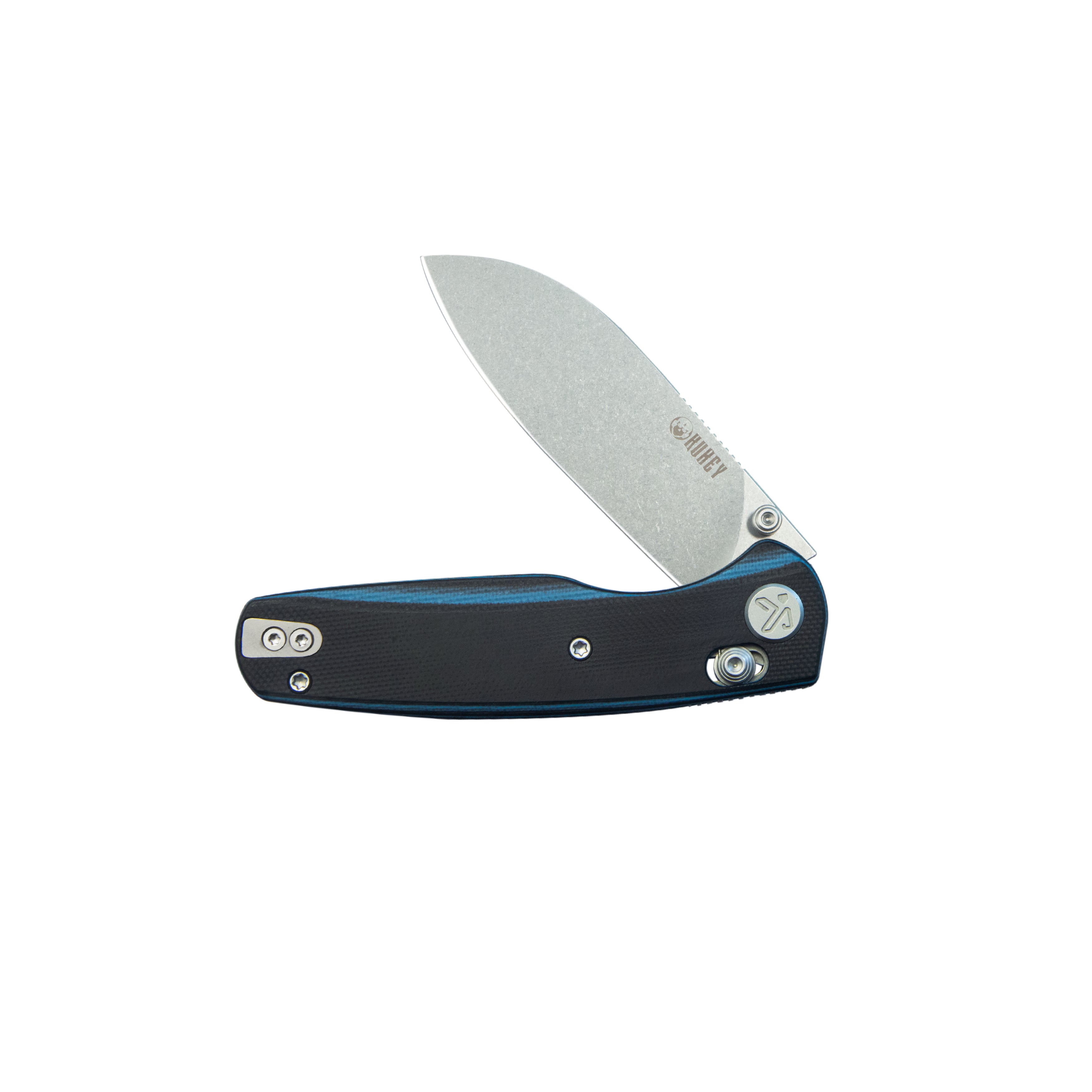 Kubey Breeze Every Carry Pocket Knife Crossbar Lock Black Blue G10 Handle 3.03" Stonewash 14C28N Blade KU288D