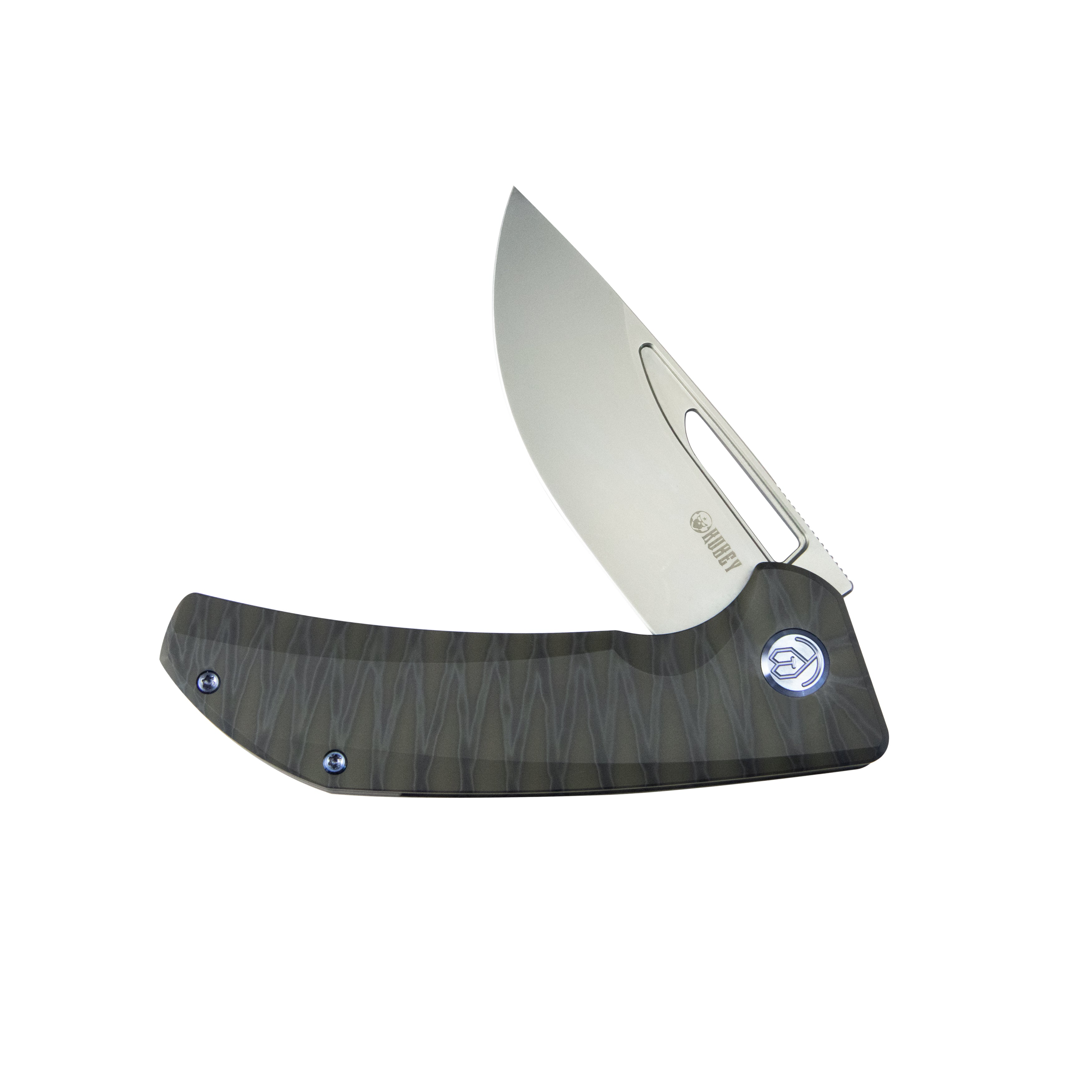 Kubey Hyperion Frame Lock Tactical Knife Flame 6AL4V Titanium Handle 3.5" Sandblast CPM-S35VN KB368F