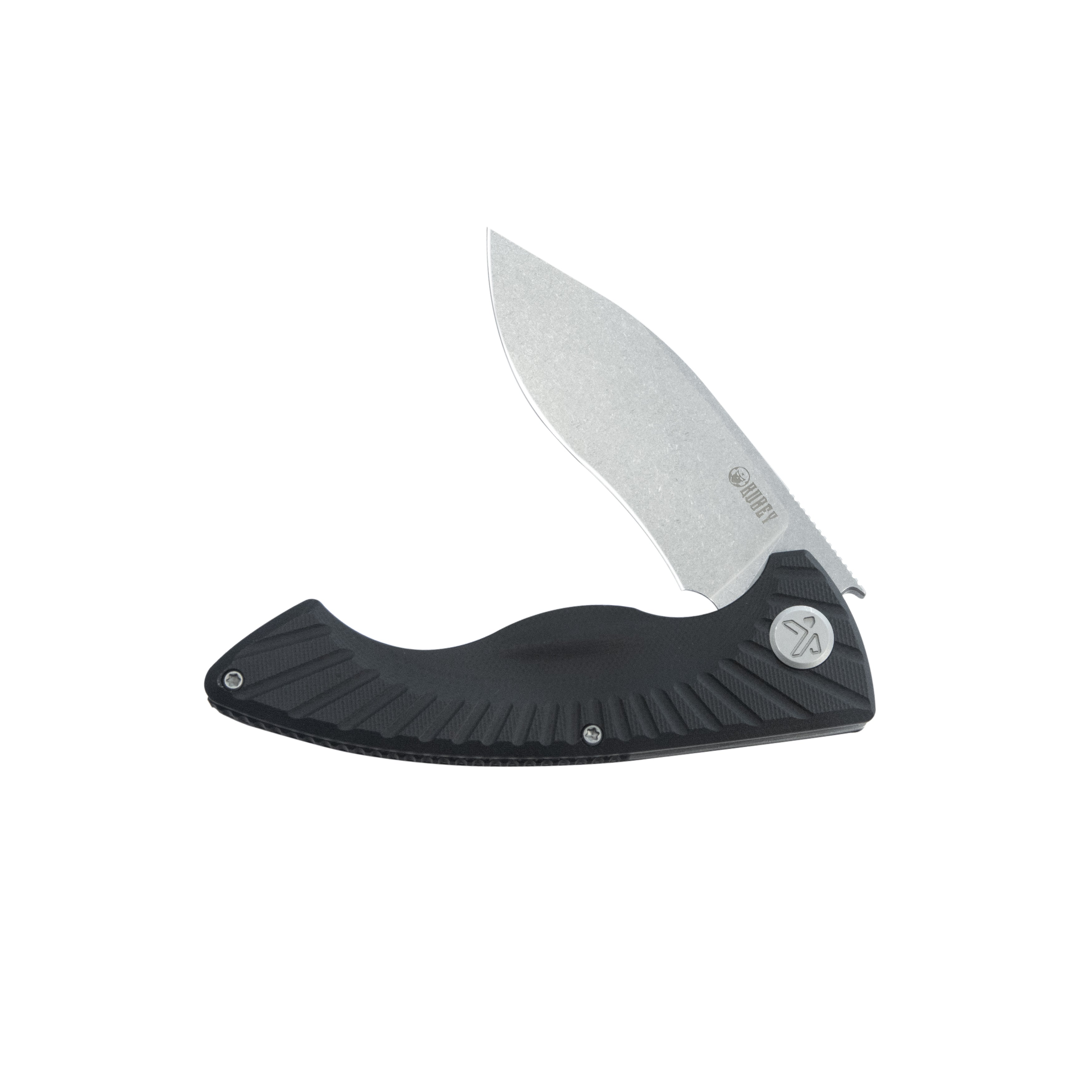 Kubey Timberwolf Flipper Outdoor Folding Knife Black G-10 Handle 3.46" Stonewash 14C28N Blade KU208D