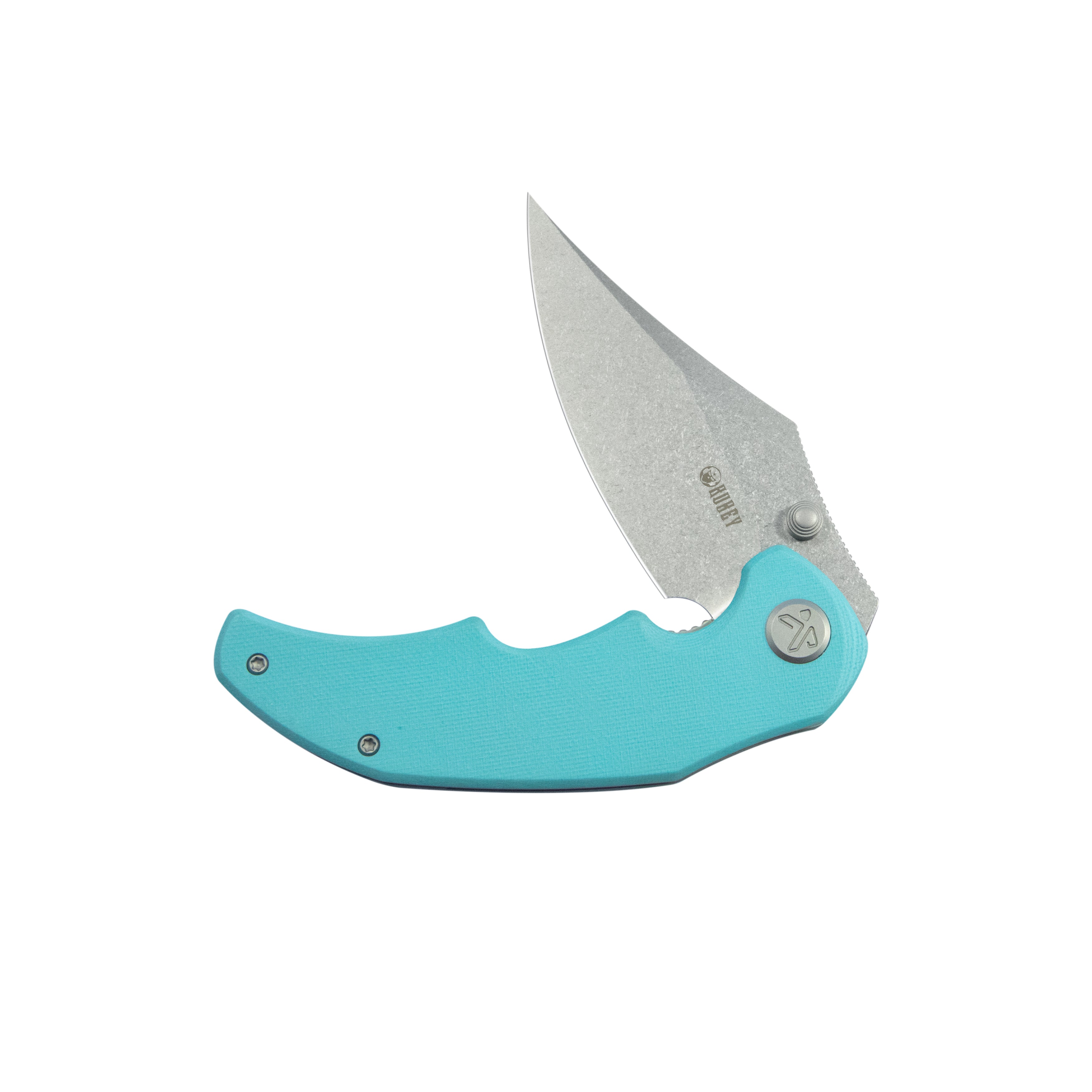 Kubey Ceto Flipper Camping Folding Knife Tiffany Blue G-10 Handle 3.46" Stonewash 14C28N Blade KU181B