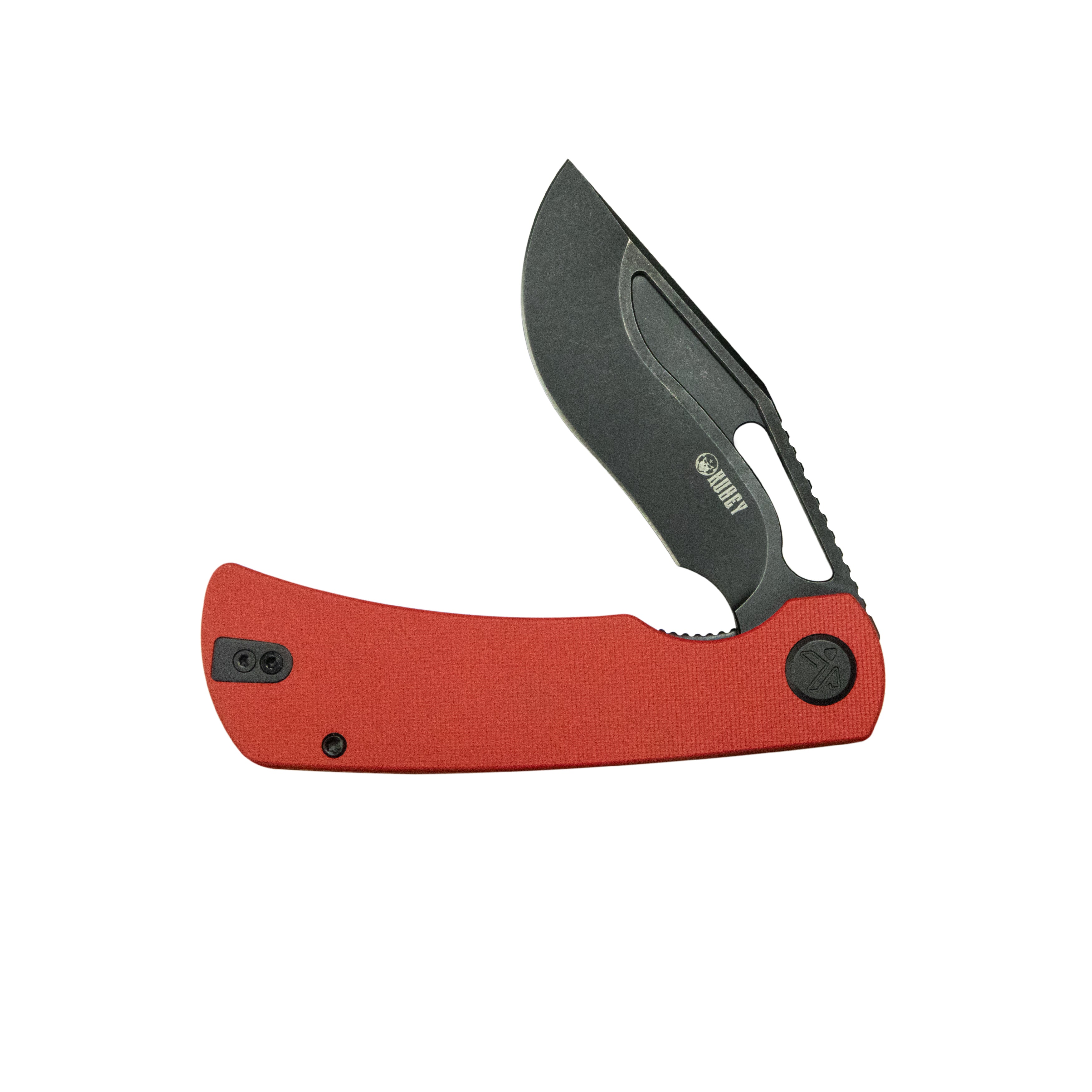 Kubey Gurkha EDC Folding Knife Red G-10 Handle 3.50" Blackwash Sandvik 14C28N Blade Knife KU397E