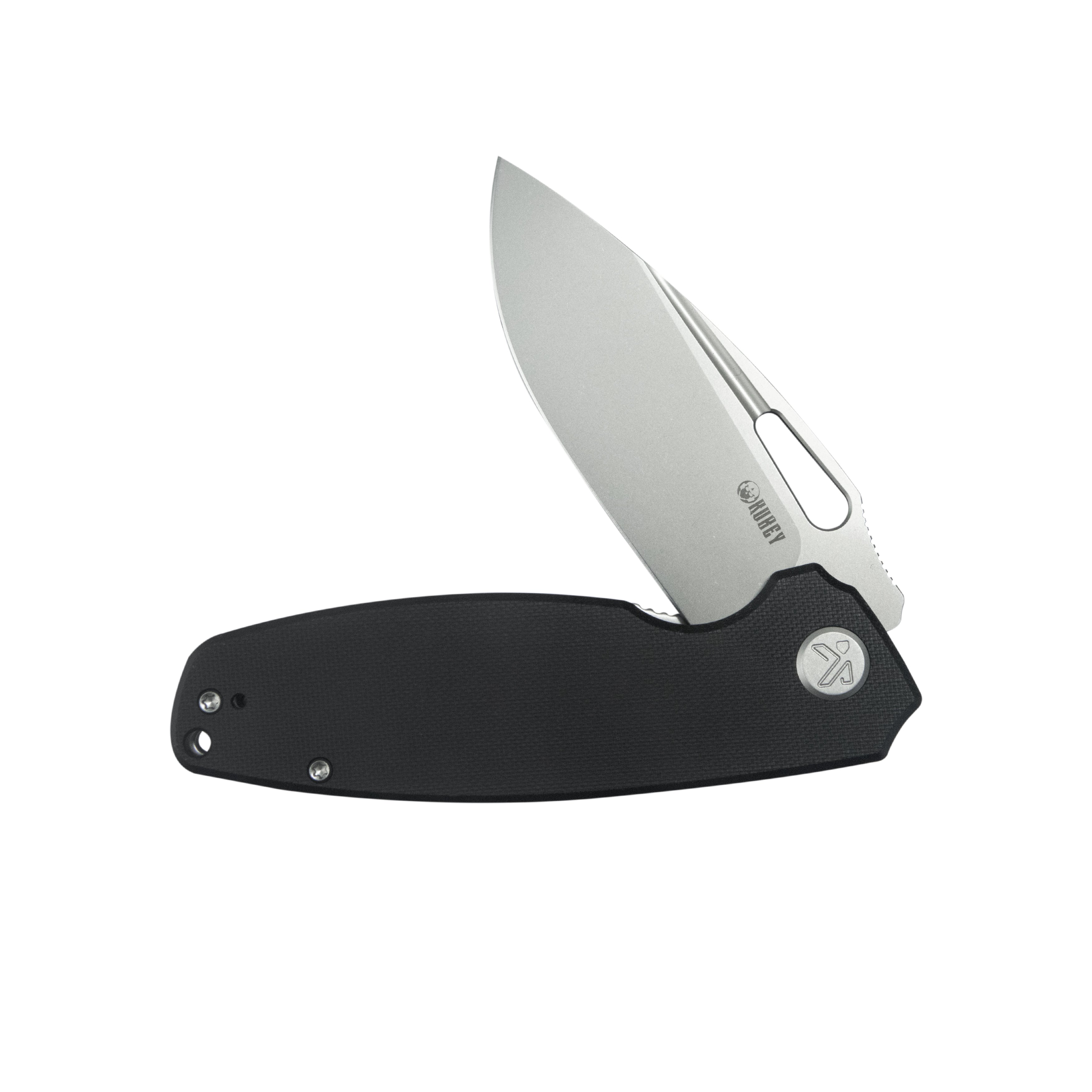 Kubey Tityus Liner Lock Flipper Folding Knife Black G10 Handle 3.39" Beadblast 14C28N KU322O
