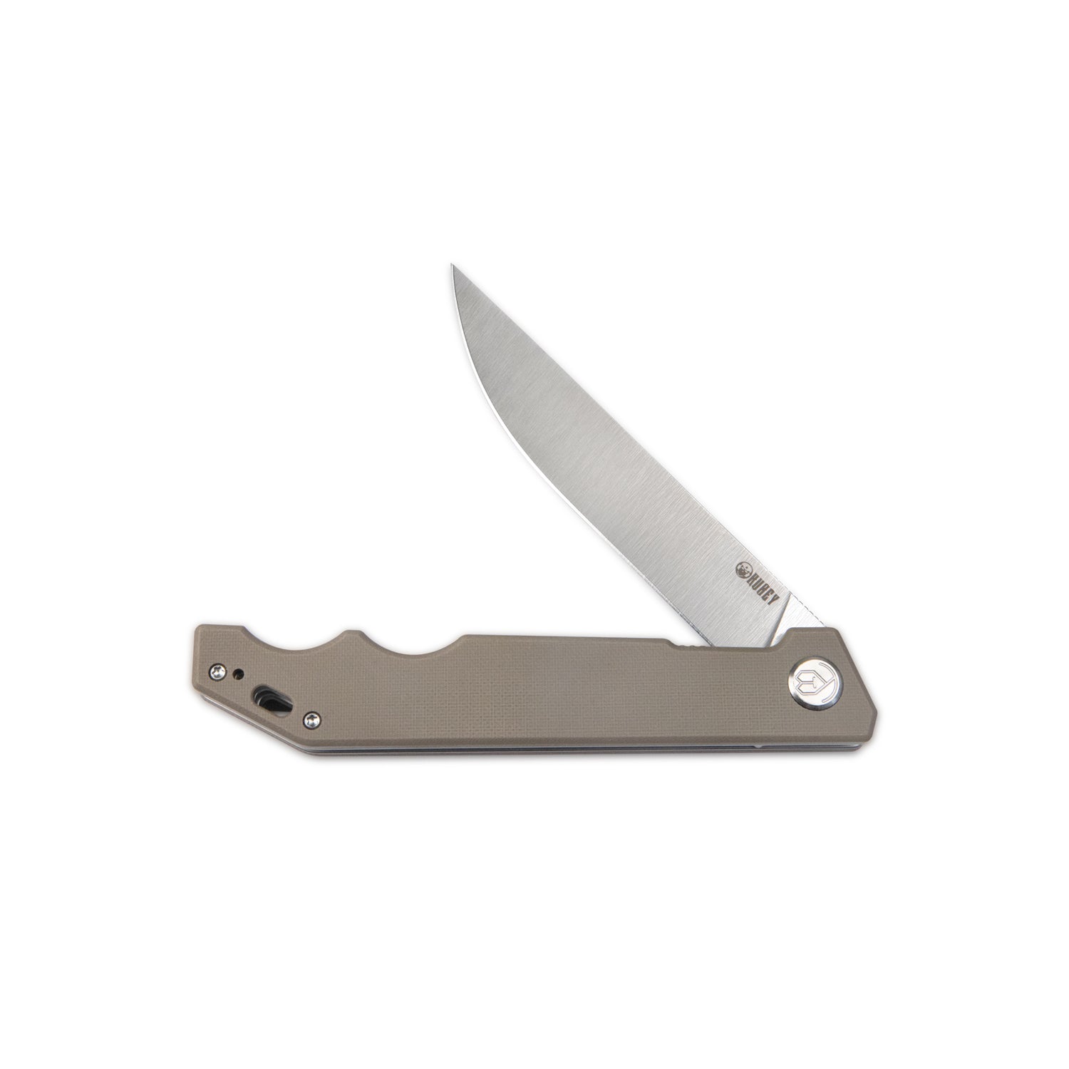 Kubey Pylades Liner Lock Flipper Folding Knife Tan G10 Handle 4.65" Satin AUS-10 KU253E