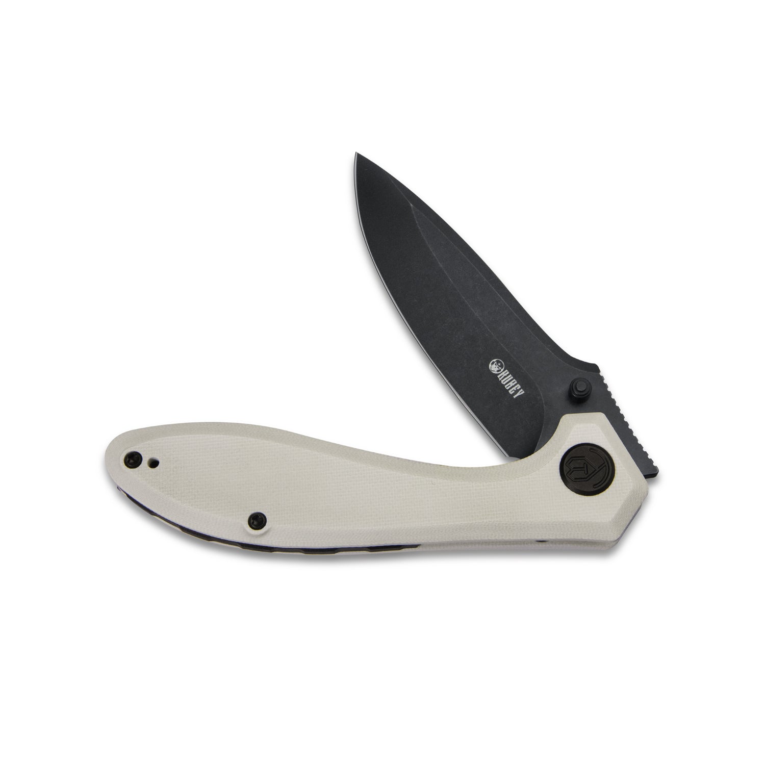 Ruckus Liner Lock Folding Knife Ivory G10 Handle 3.31" Dark Stonewashed AUS-10 KU314D