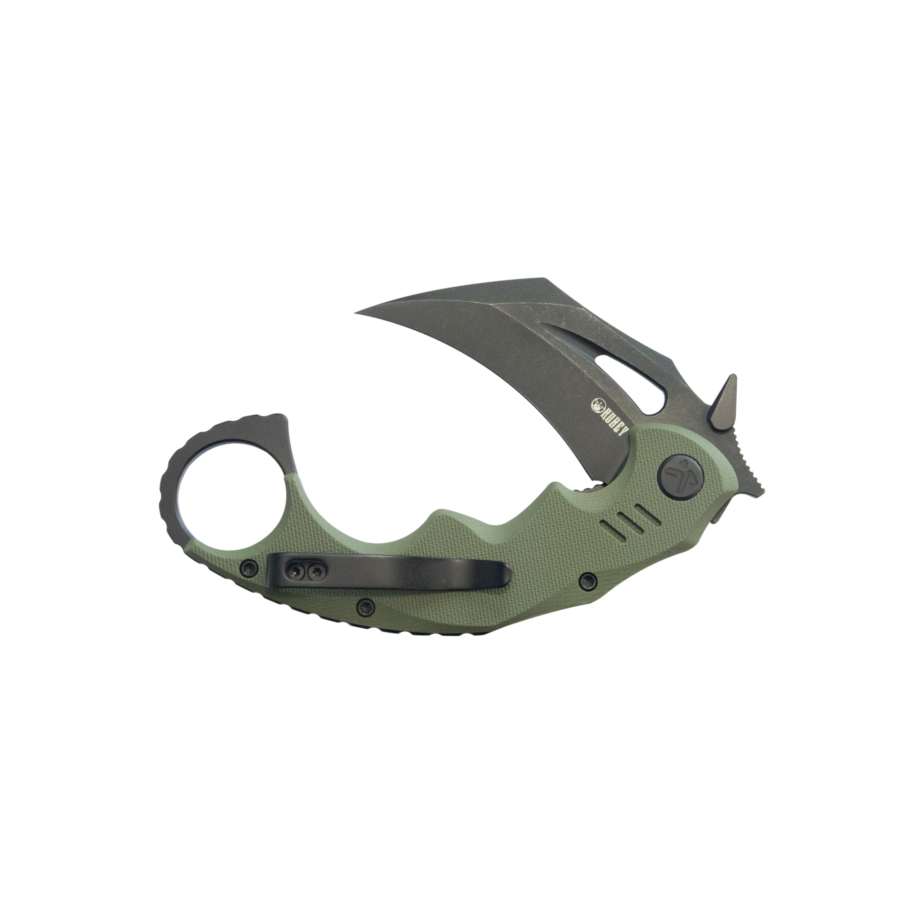 Kubey Mini Wrath Karambit Folding Knife Green G-10 Handle 2.44" Blackwash 14C28N Blade KU262F