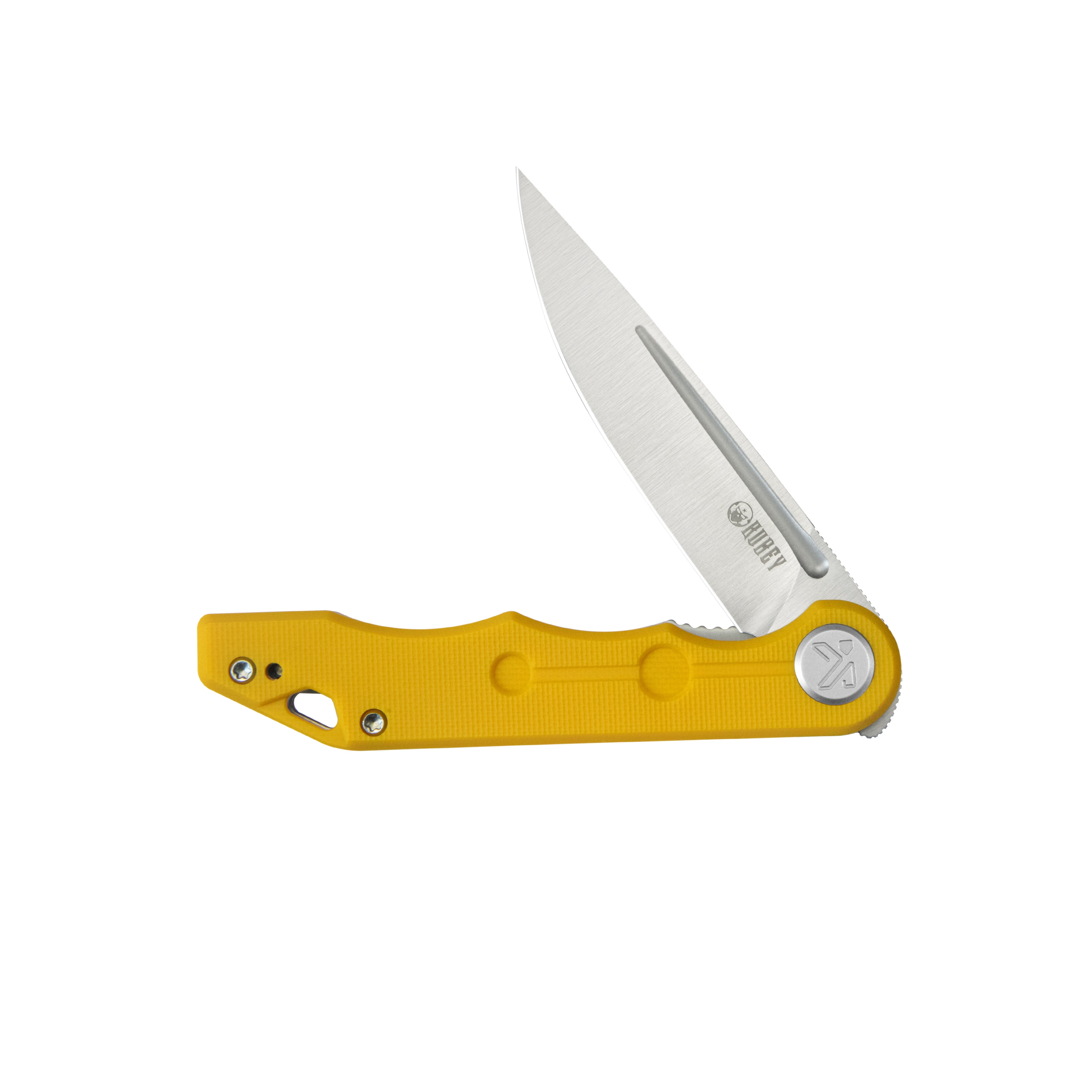 Kubey Mizo Liner Lock Front Flipper Folding Knife Yellow G10 Handle 3.15" Satin 14C28N KU2101J