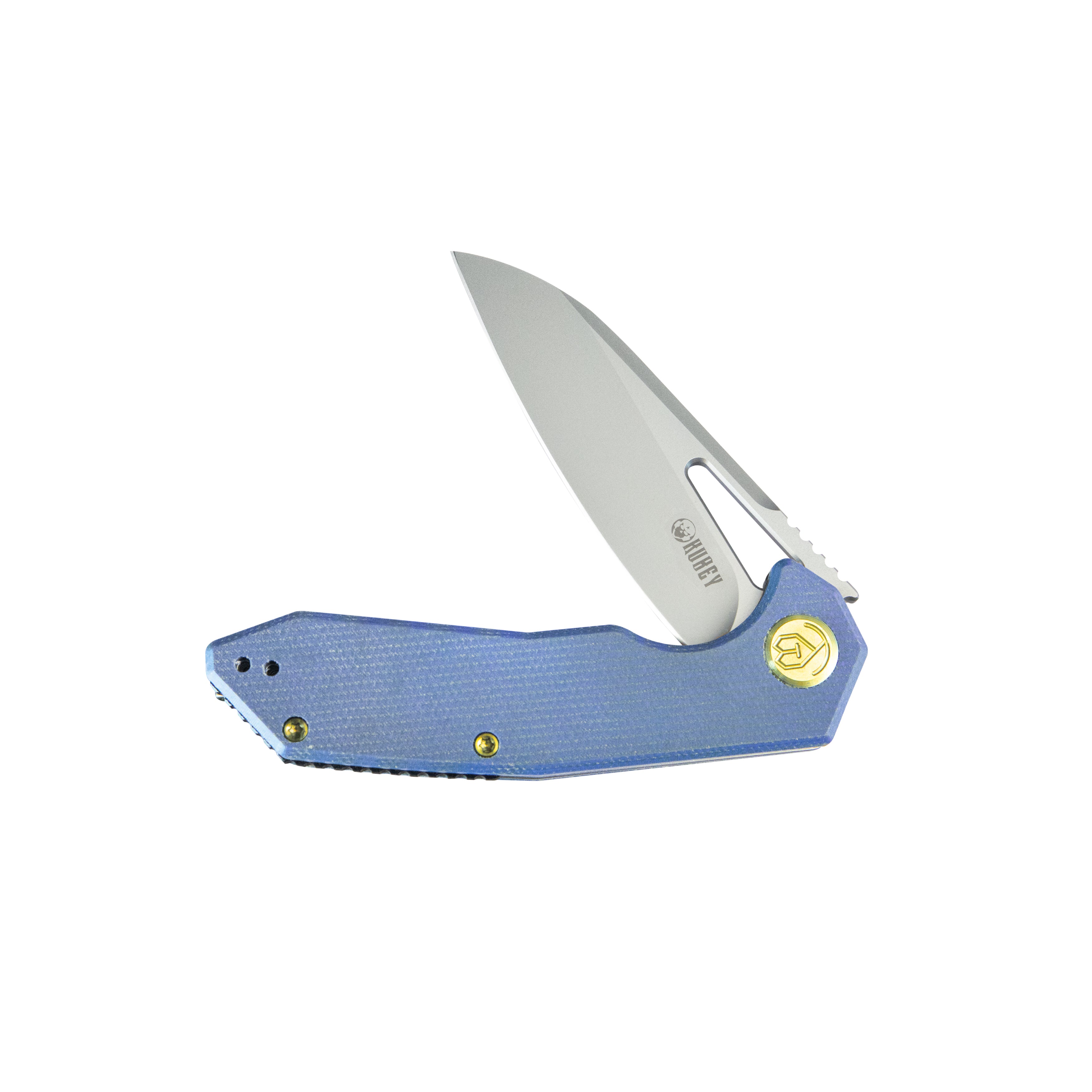 Kubey Vagrant Liner Lock Folding Knife Blue Micarta Handle 3.1" Sandblast M390 KB291U