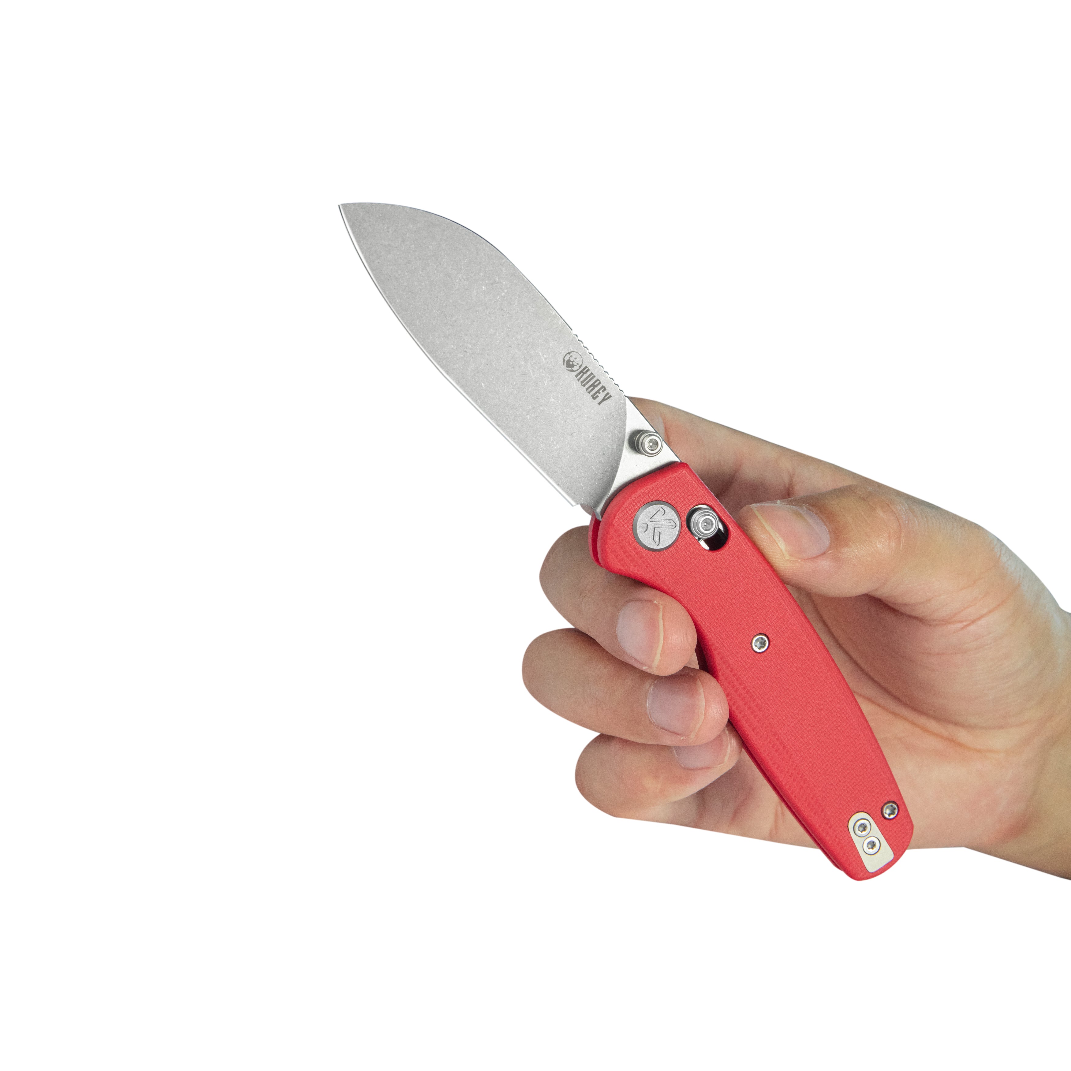 Kubey Breeze Every Carry Pocket Knife Crossbar Lock Red G10 Handle 3.03" Stonewash 14C28N Blade KU288B