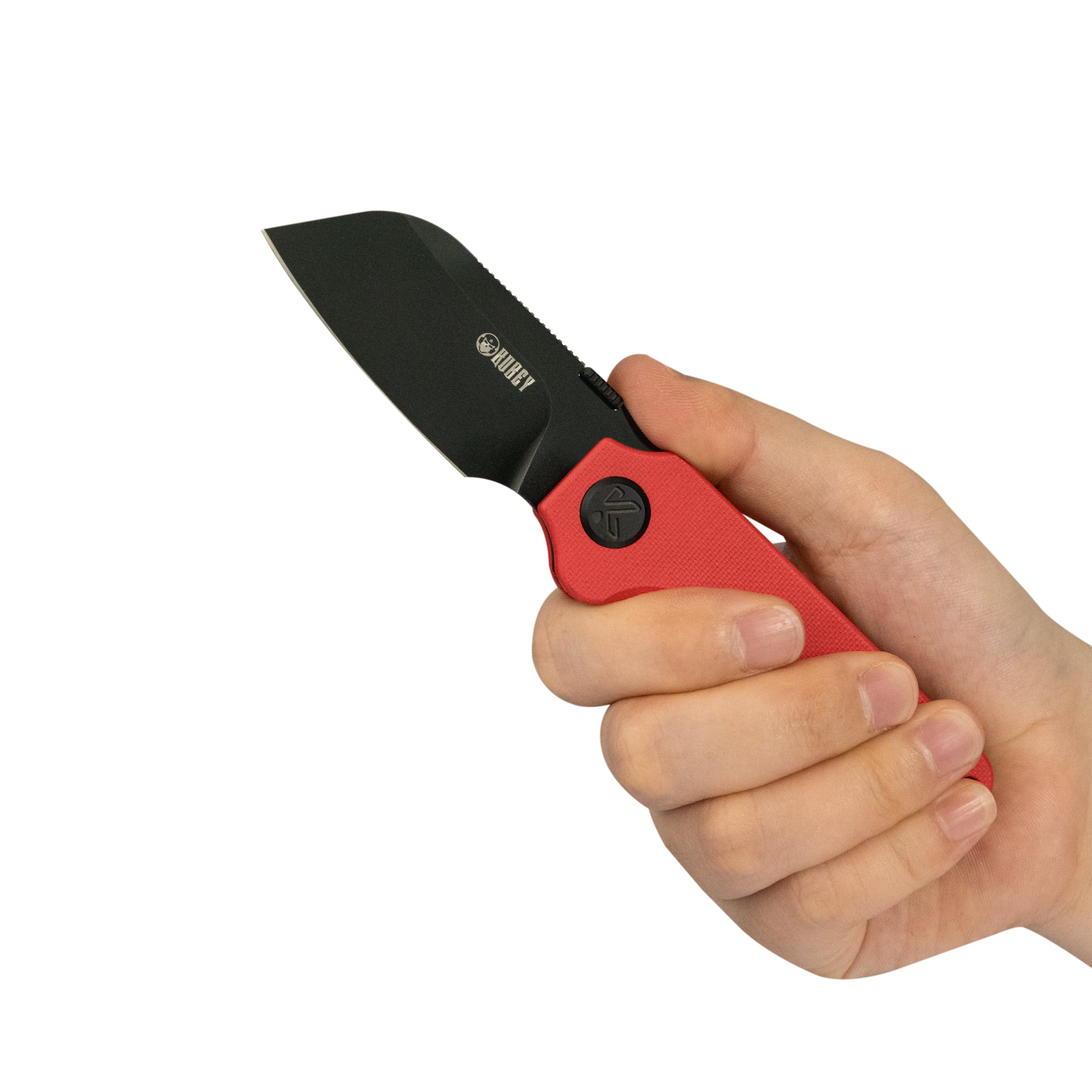 Boxer Liner Lock Flipper Folding Knife Red G10 Handle 2.4" Blackwash 14C28N KU407D