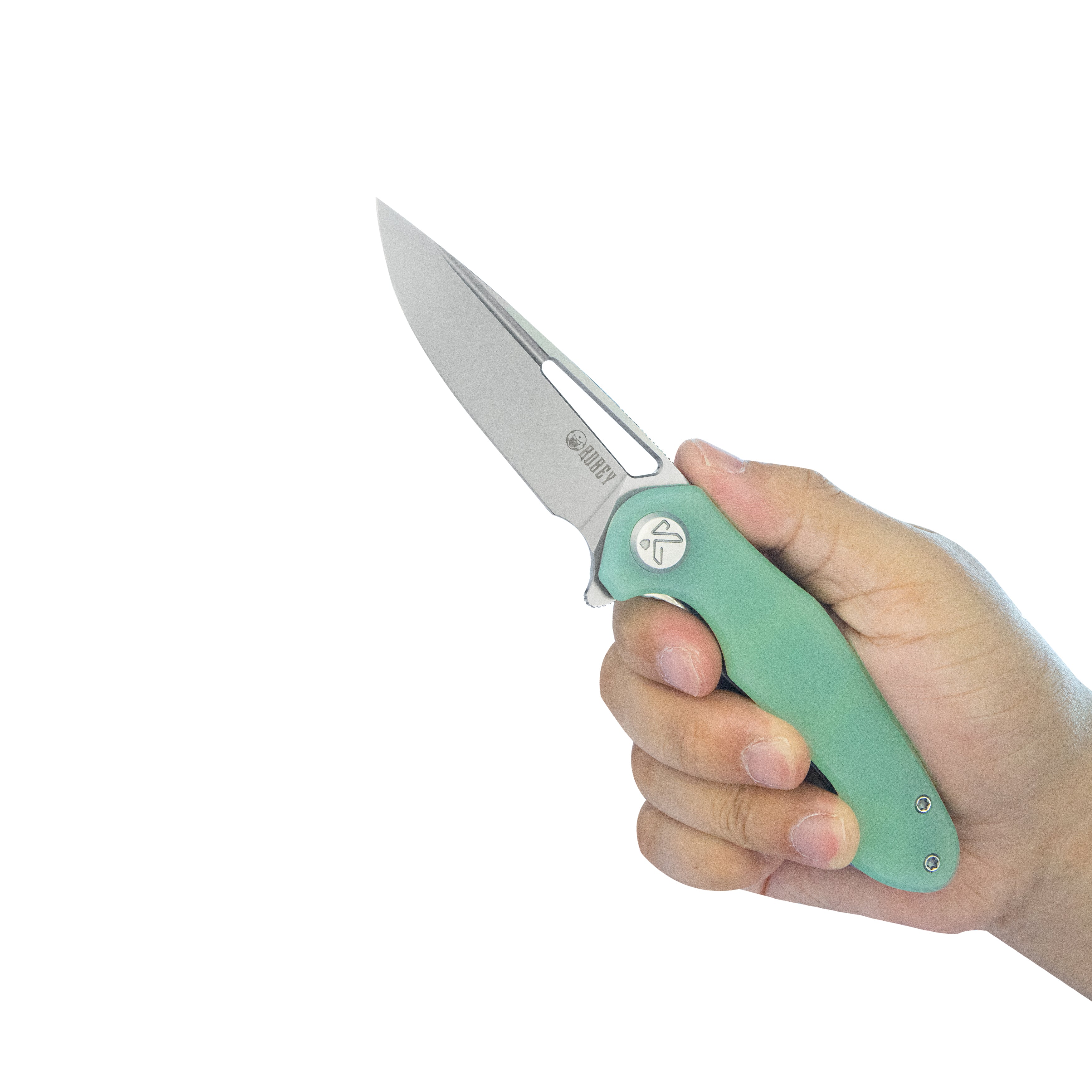 Kubey Dugu Liner Lock Folding Knife Jade G10 Handle 2.91'' Beadblast 14C28N Blade KU210I