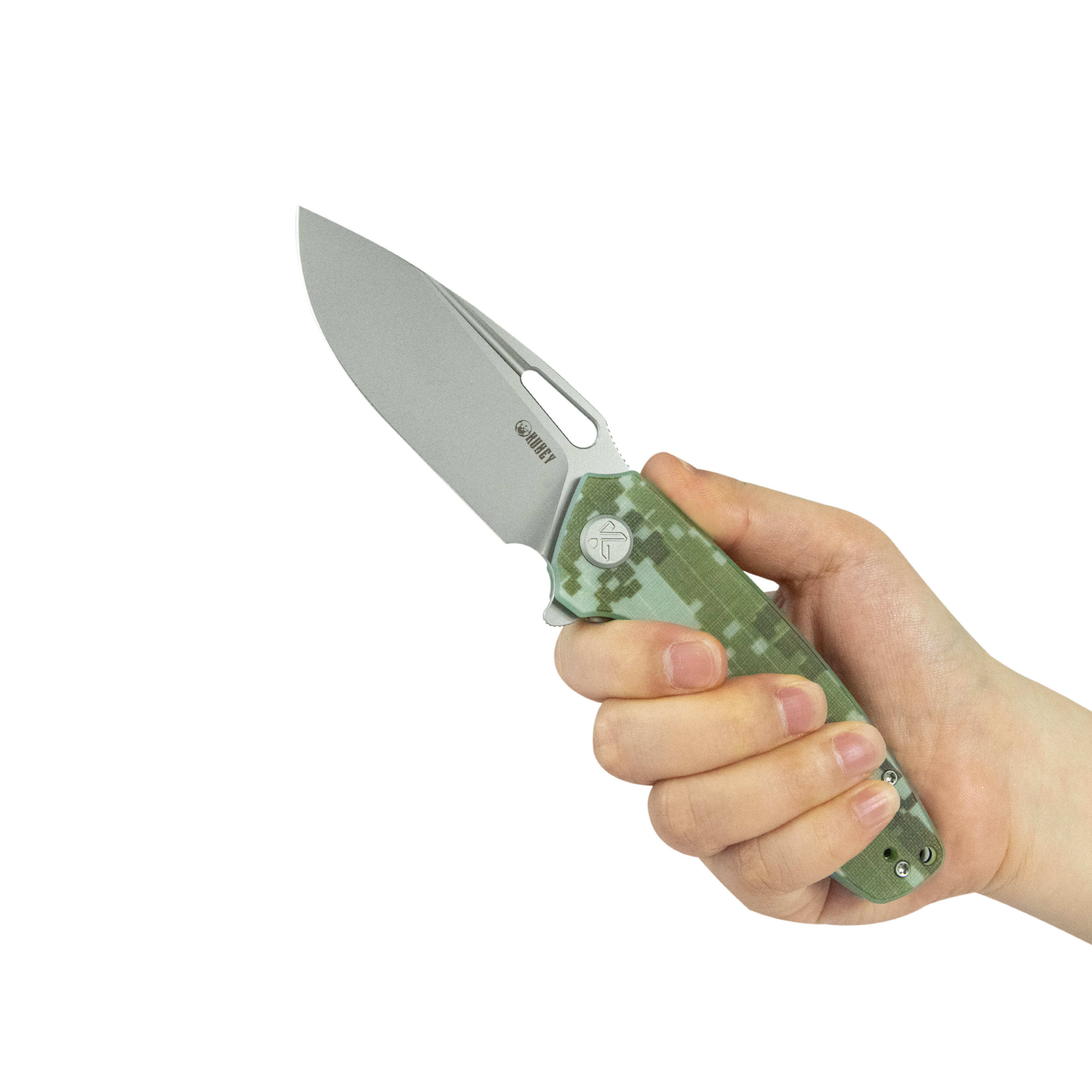 Kubey Tityus Liner Lock Flipper Folding Knife Como G10 Handle 3.39" Beadblast 14C28N KU322Q