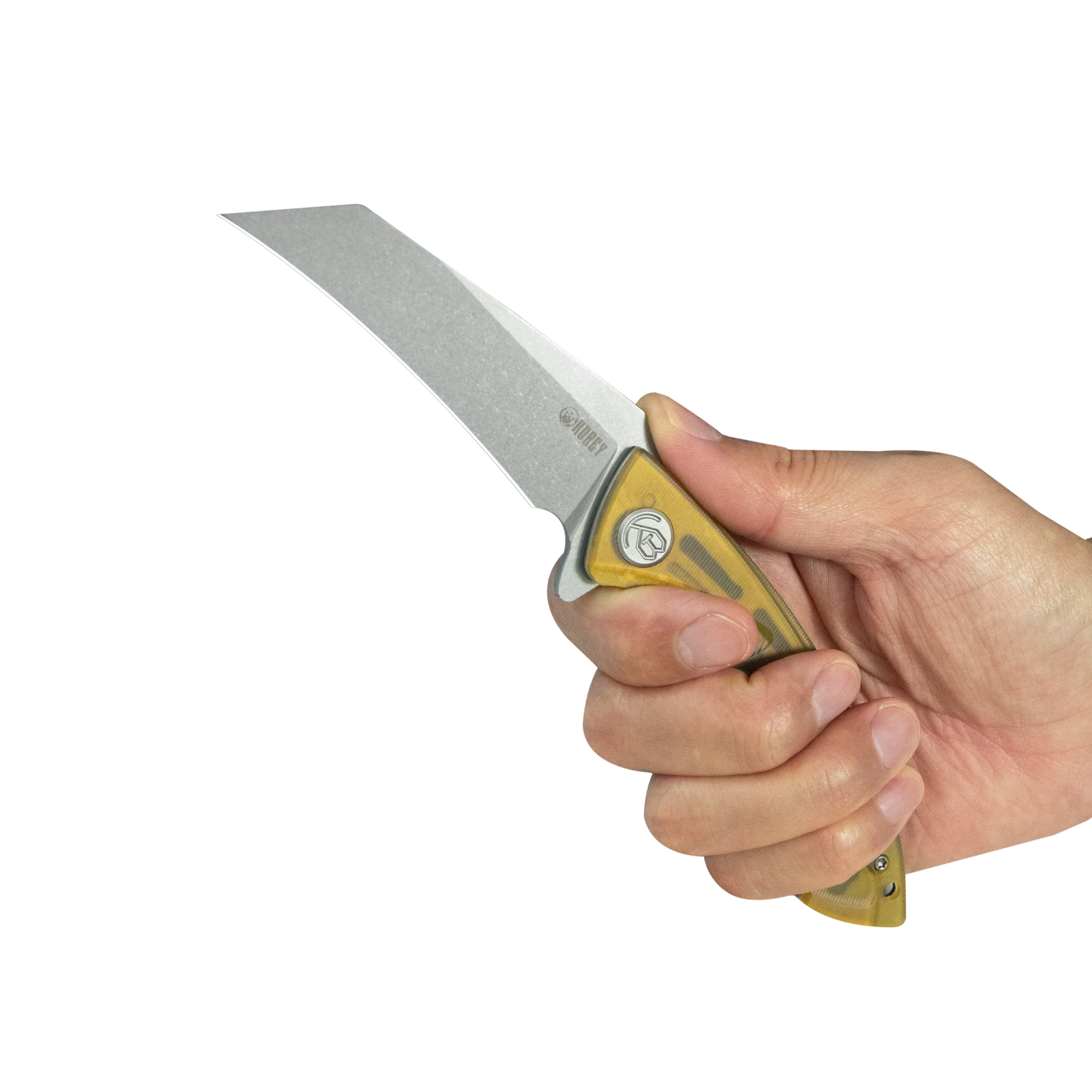 Kubey Anteater Liner Lock Folding Knife Ultem Handle 3.42" Sandblast 14C28N Blade KU212L