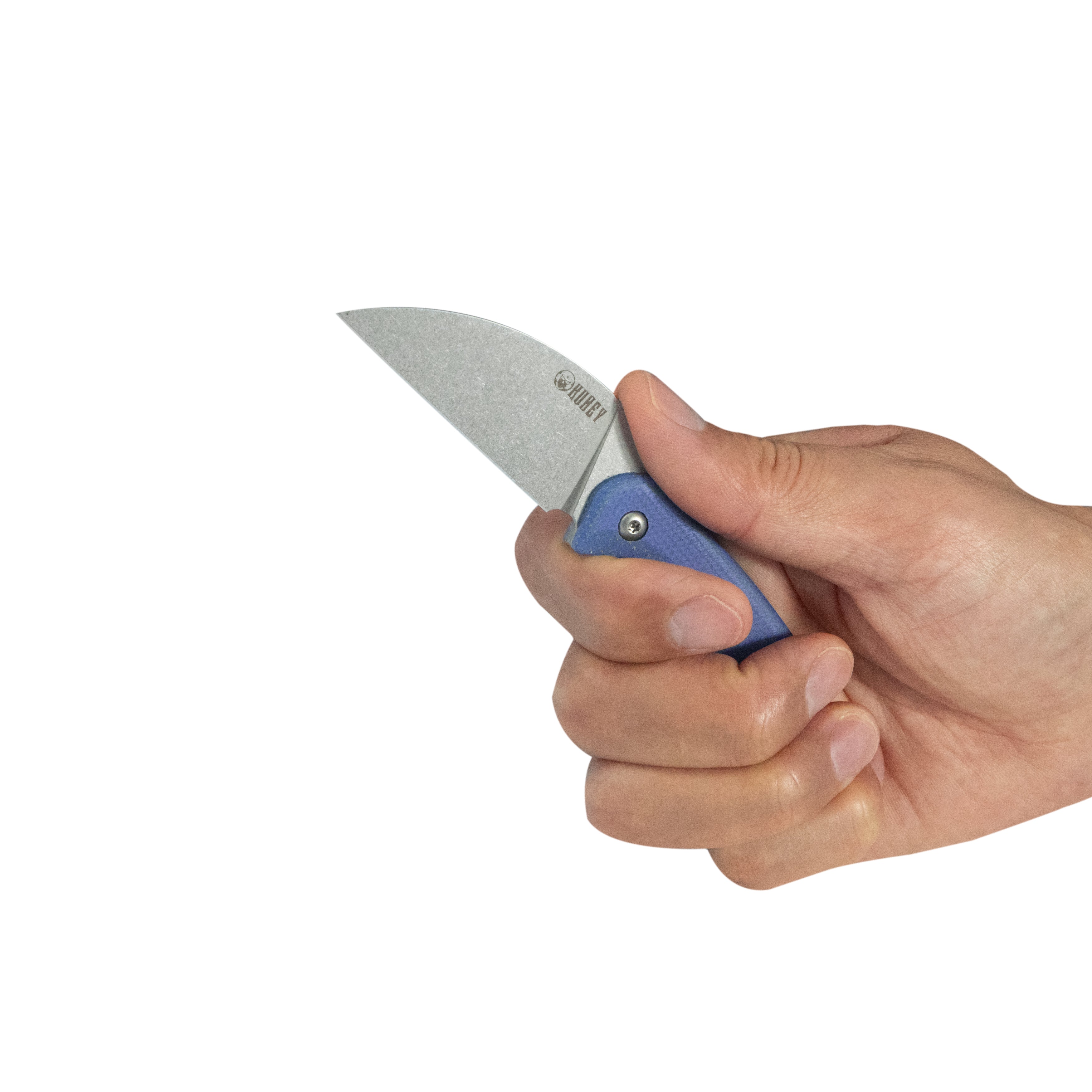 Kubey Pixie Fixed Blade Knife Blue Micarta Handle 2.36" Beadblast 14C28N Blade KU424B