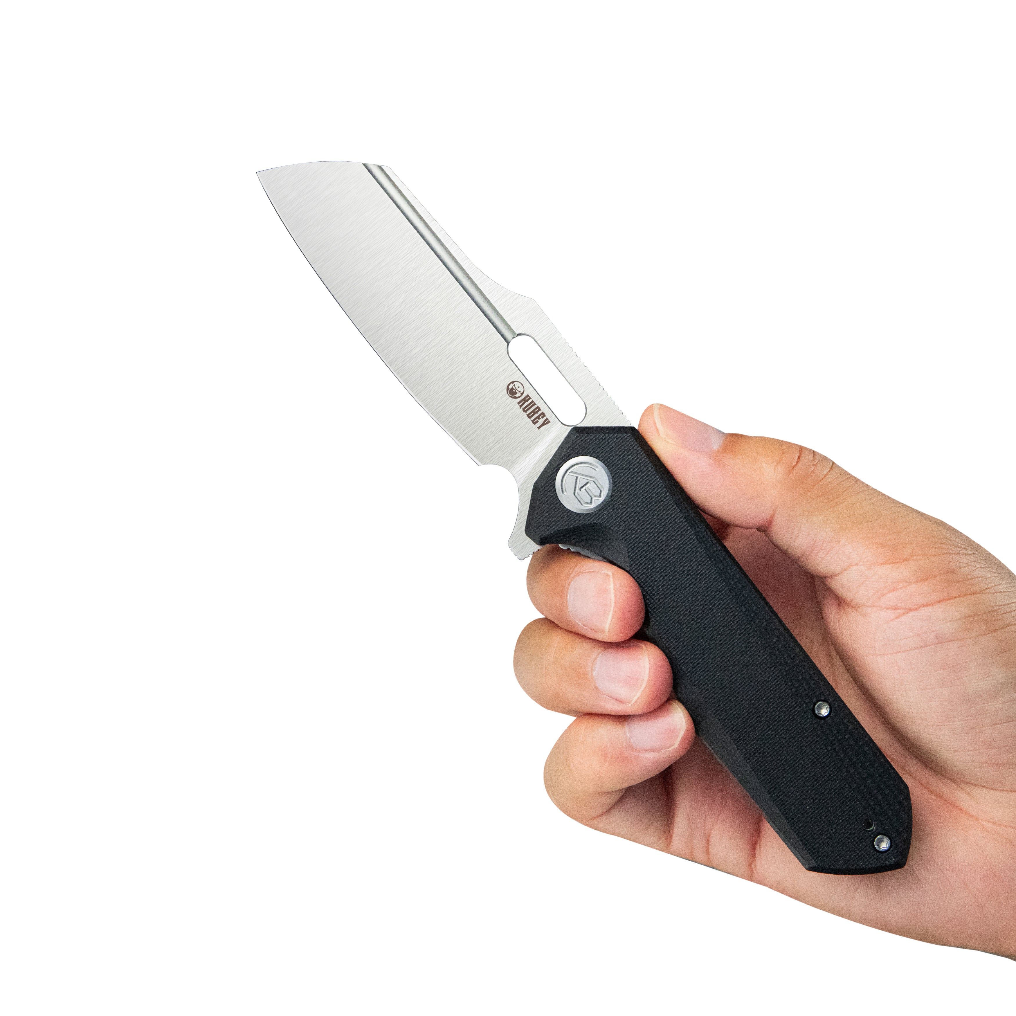 Kubey Atlas Liner Lock Folding Knife Black G10 Handle 3.31" Satin 14C28N KU328D