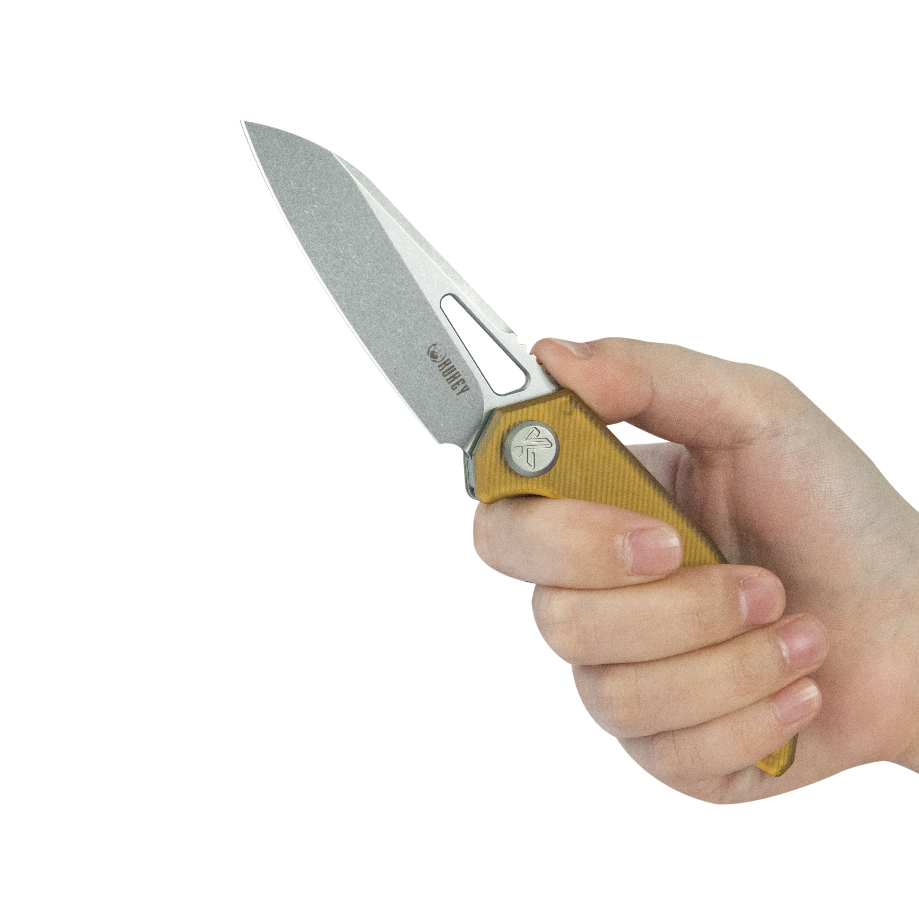 Kubey Vagrant Liner Lock Folding Knife Ultem Handle 3.1" Beadblast 14C28N KU291Q