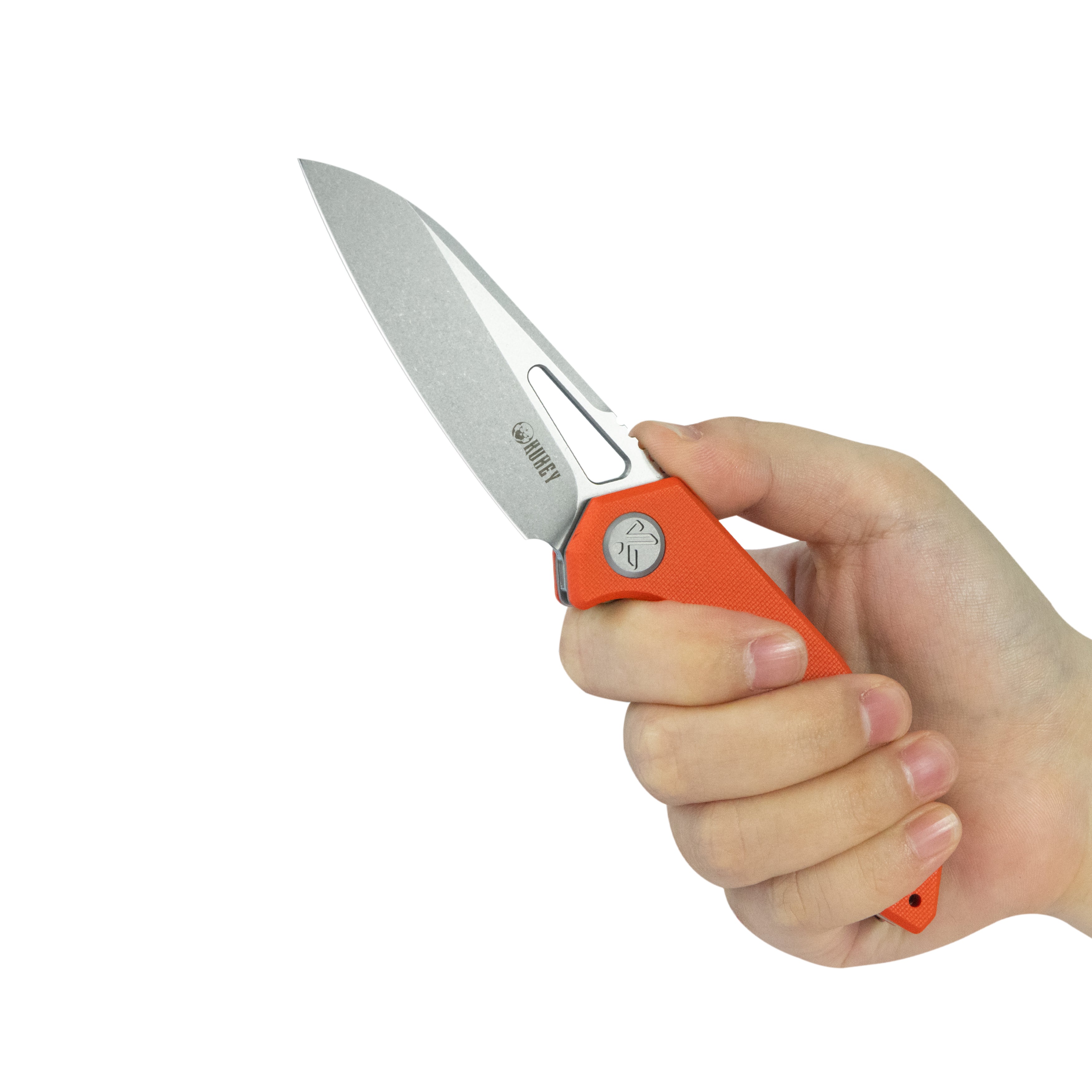 Kubey Vagrant Liner Lock Folding Knife Orange G10 Handle 3.1" Beadblast 14C28N KU291L