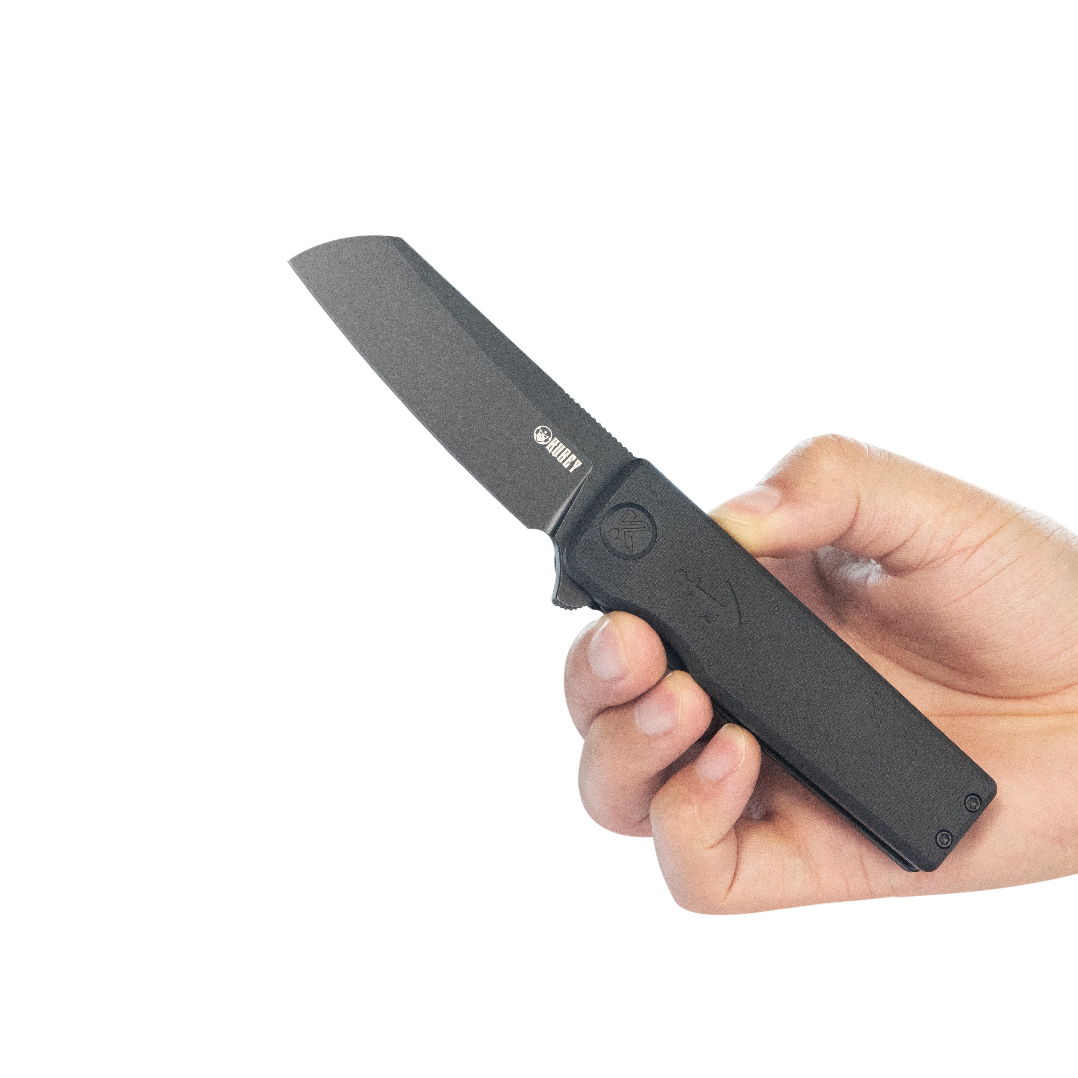 Kubey Sailor Liner Lock Flipper Outdoor Folding Knife Black G10 Handle 3.11" Blackwash 14C28N Blade KU317I