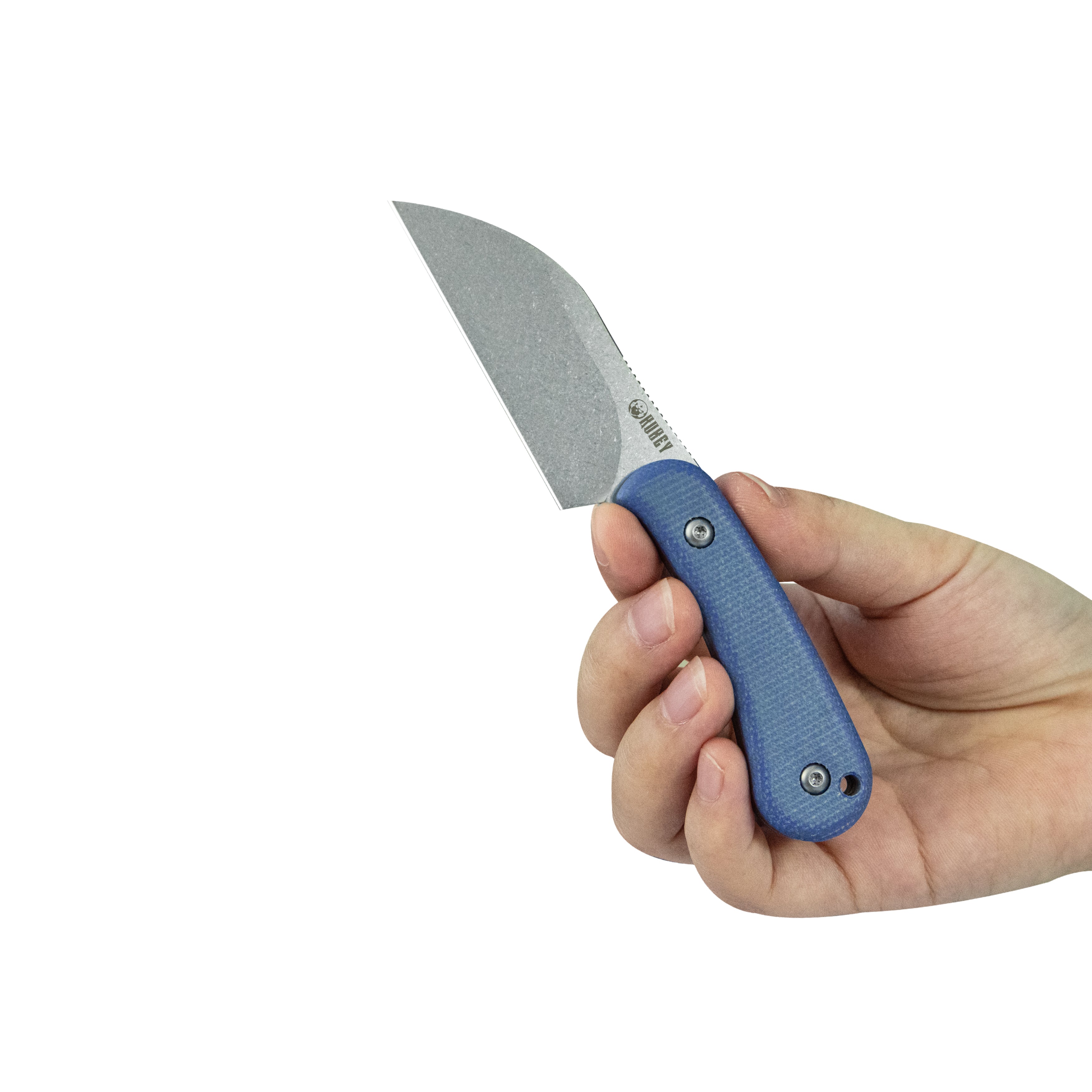 Kubey Rockhopper Fixed Blade Knife Blue Micarta Handle 2.60" Beadblast 14C28N KU412C