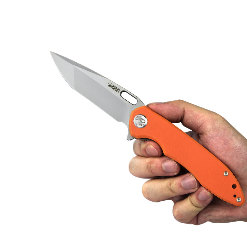 Darkness Liner Lock Flipper Knife Orange G10 Handle 3.74" Beadblast D2 Blade KU065