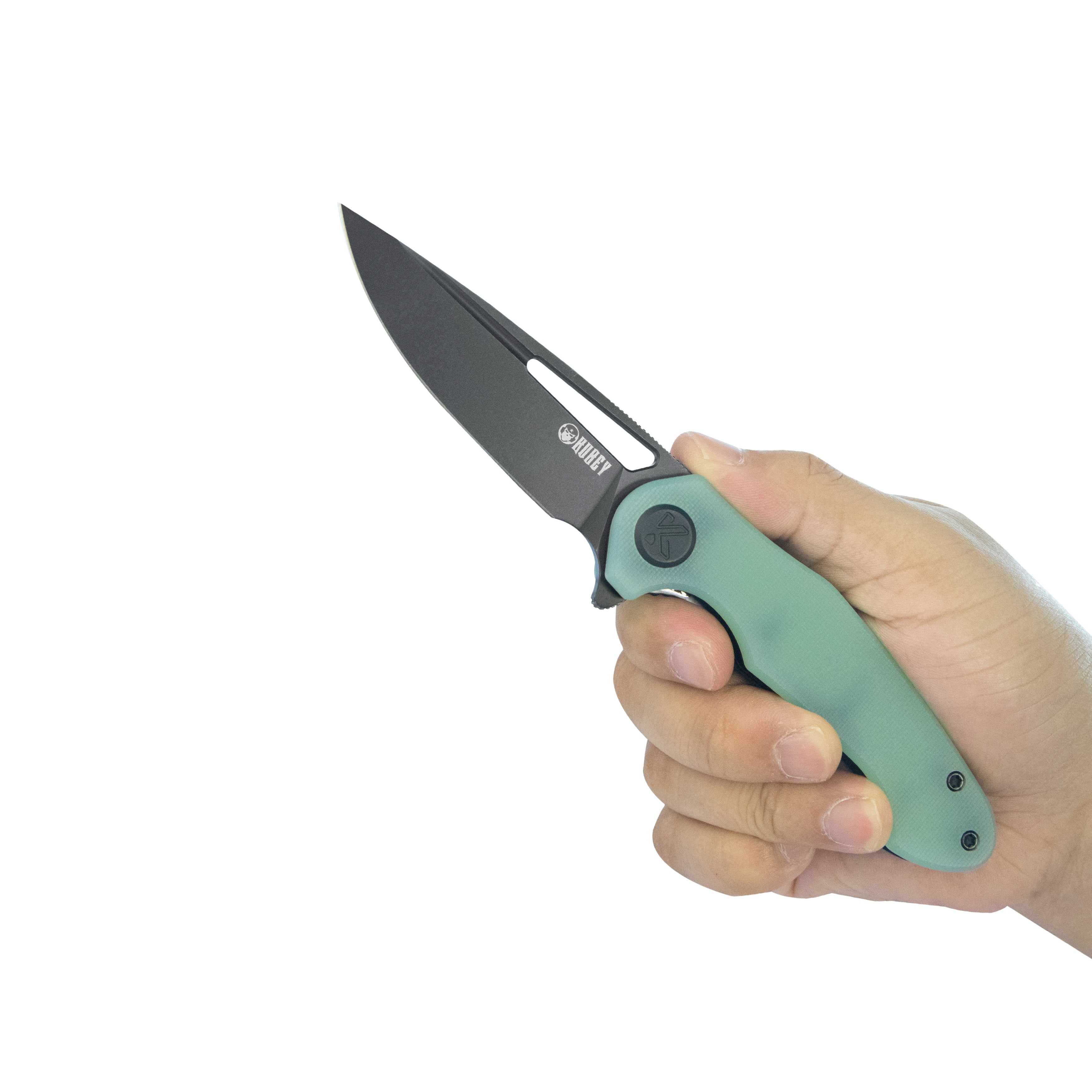Kubey Dugu Liner Lock Folding Knife Jade G10 Handle 2.91'' Blackwash 14C28N Blade KU210K