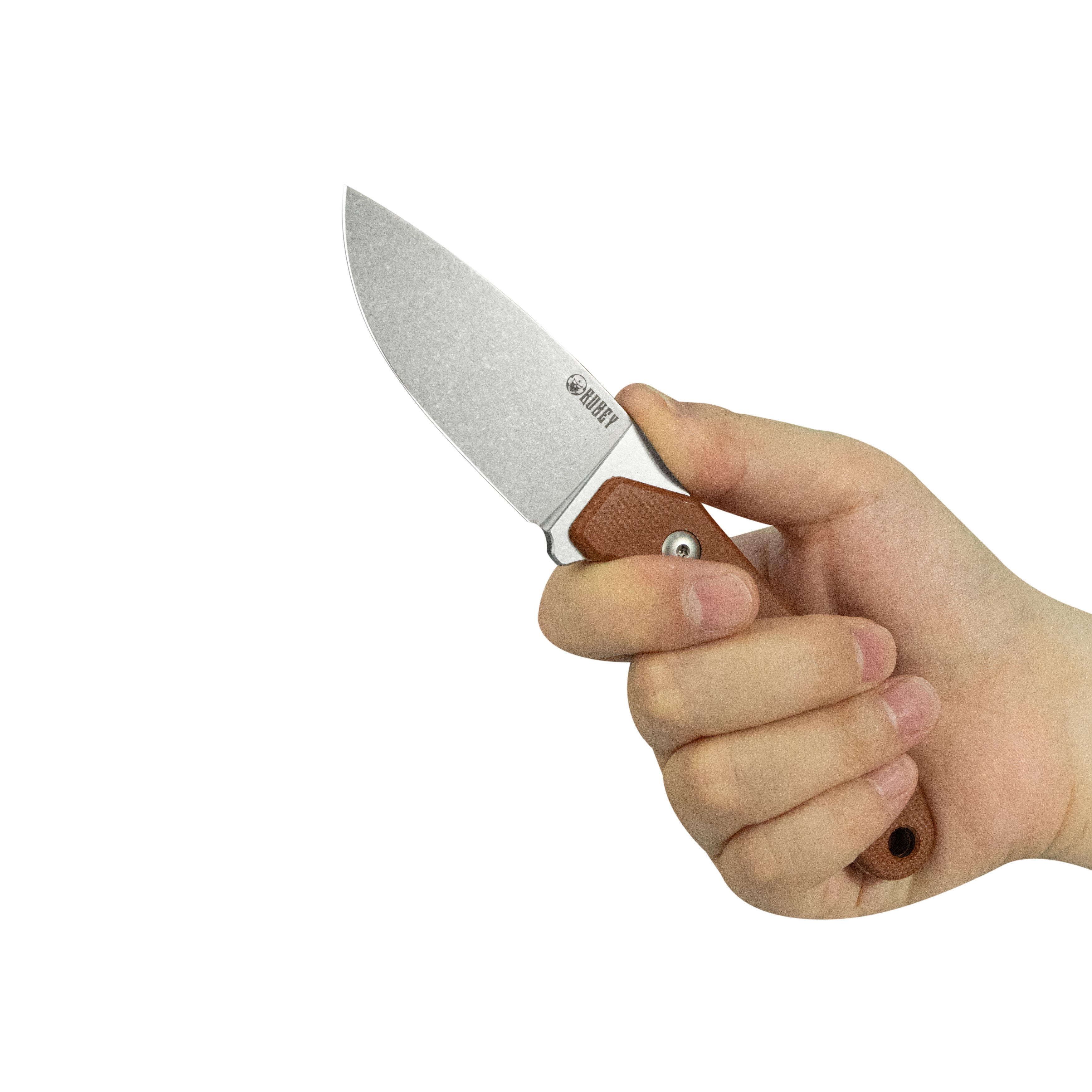 TLB I Drop Point EDC Fixed Blade Knife Brown Micarta 2.8" Beadblast 14C28N with Kydex Sheath KU467C