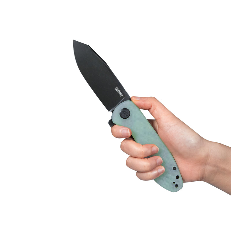 Master Chief Outdoor Folding Pocket Knife Jade G10 Handle 3.43" Blackwash AUS-10 KU358D
