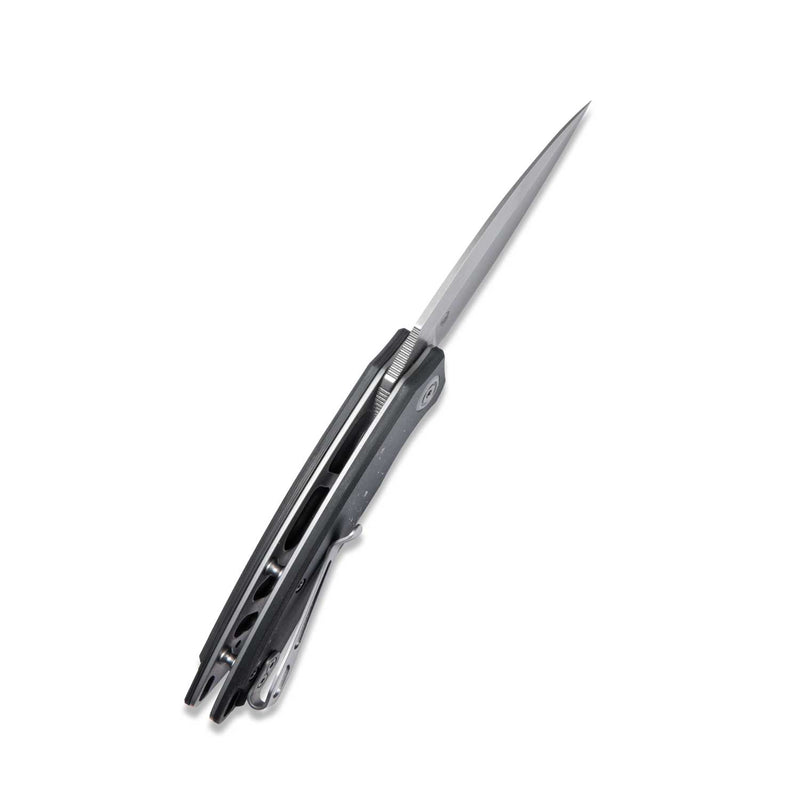 Leaf Liner Lock Front Flipper Folding Knife Black Gold Carbon Fiber and Resin Handle 2.99" Bead Blasted AUS-10 KU333D