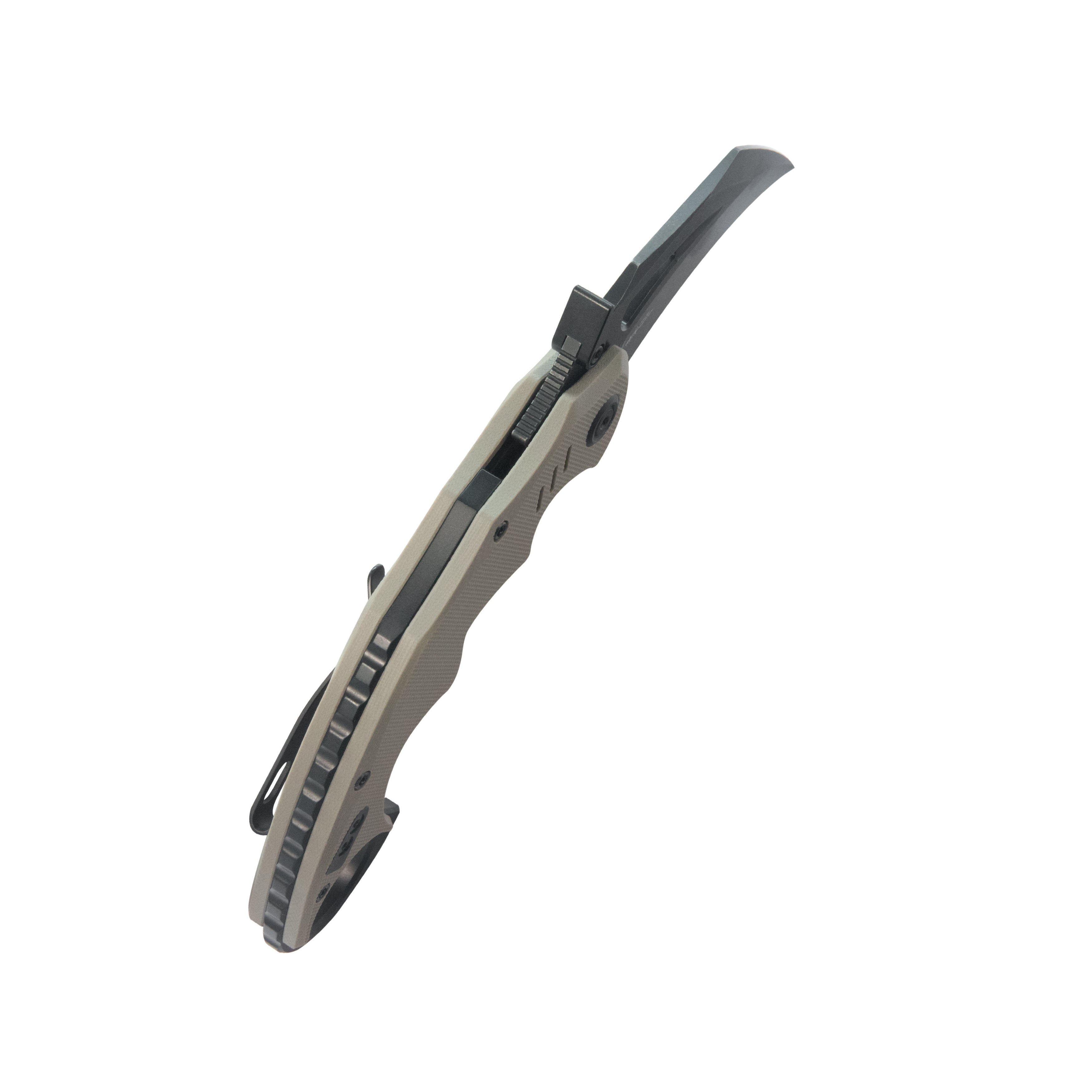 Kubey Mini Wrath Karambit Folding Knife Tan G-10 Handle 2.44" Blackwash 14C28N Blade KU262G