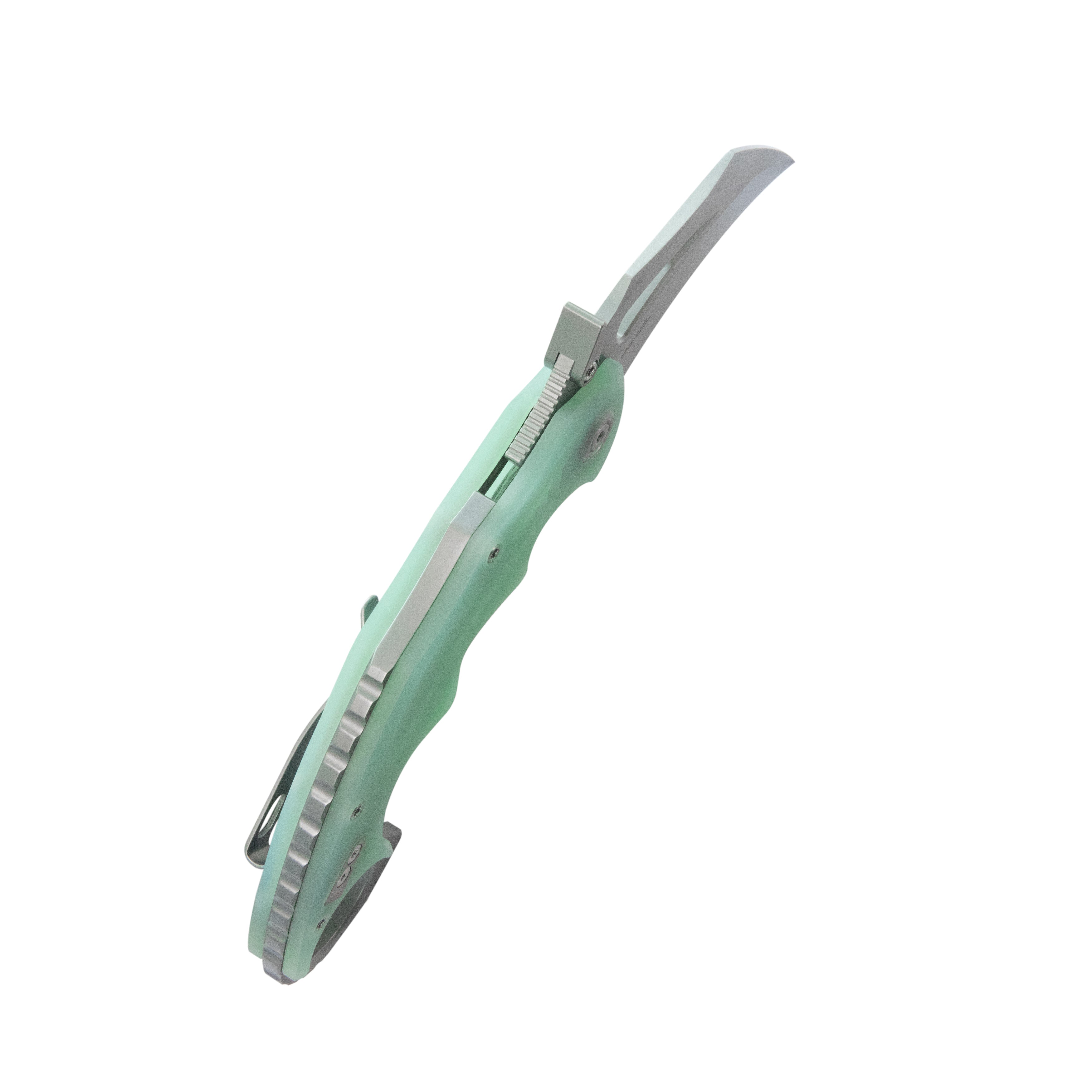 Kubey Mini Wrath Karambit Folding Knife Jade G-10 Handle 2.44" Beadblast 14C28N Blade KU262J