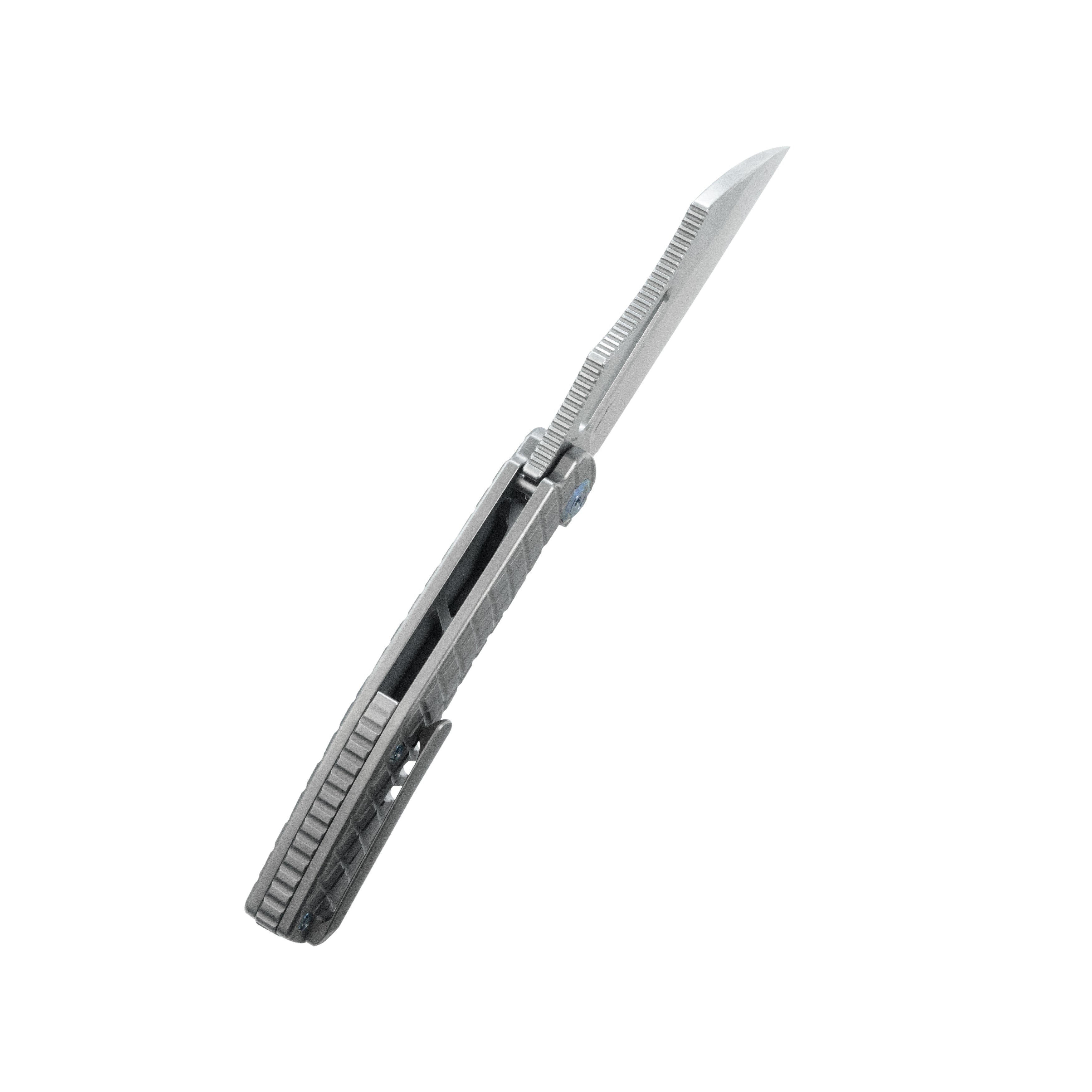 Kubey Sylow Folding Pocket Knife Grey Titanium Handle 3.46" Stonewash 14C28N Blade KU260A