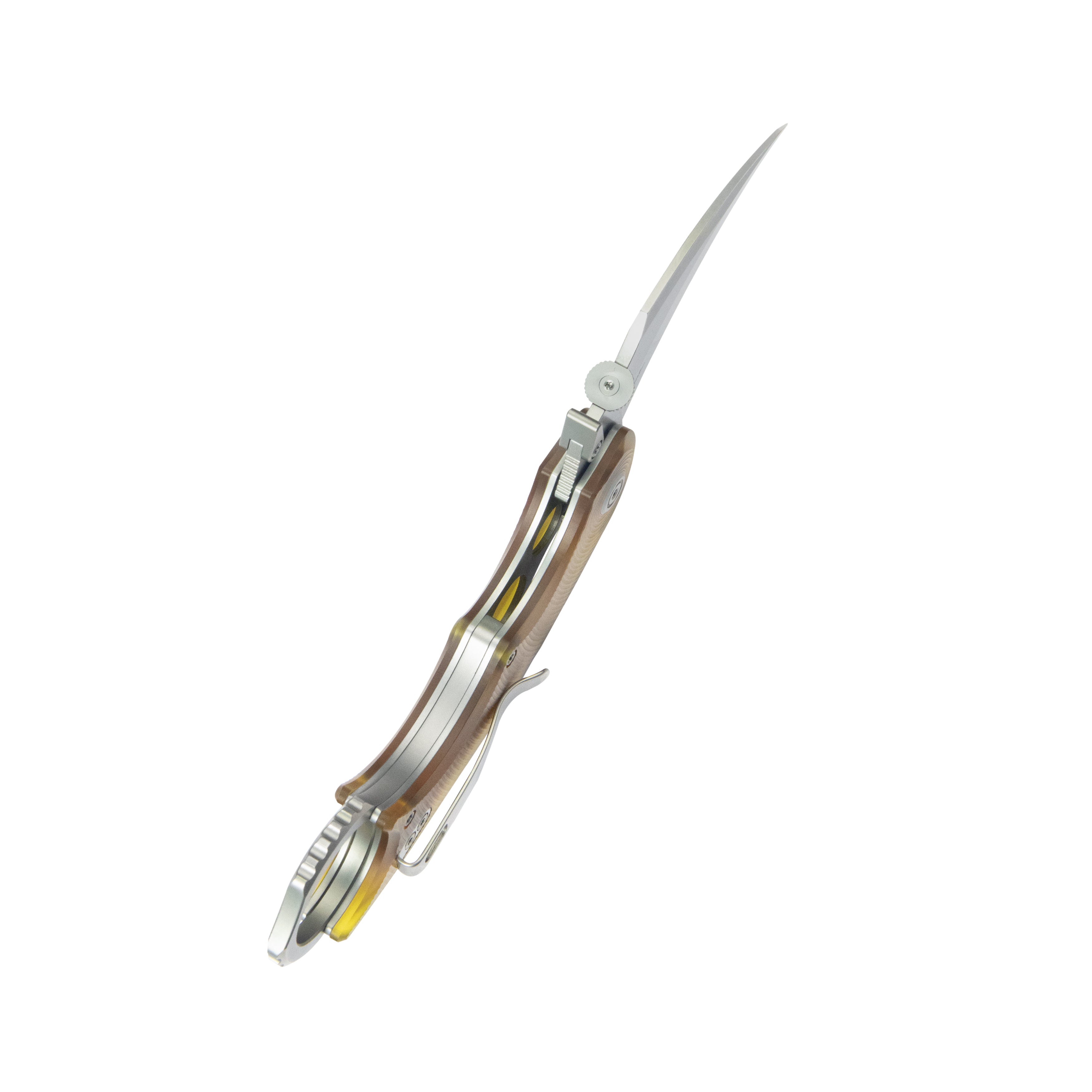 Kubey Rogue Pikal Karambit Folding Knife Ultem Handle 2.91" Stonewash 14C28N Blade KU298G