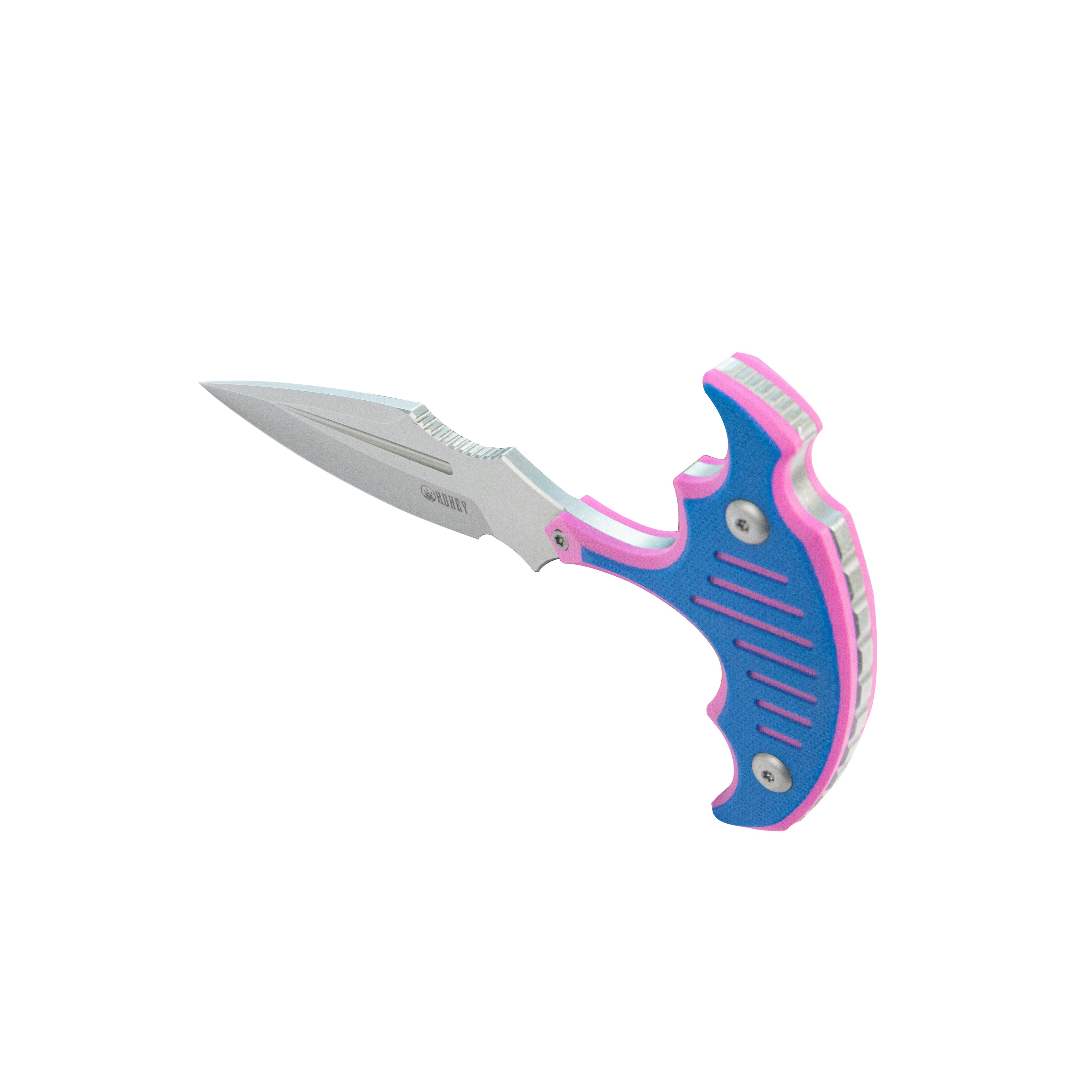 Medusa Push Dagger Fixed Blade Outdoor Knives w/ Kydex Sheath Pink Blue G-10 Beadblast 14C28N KU242F