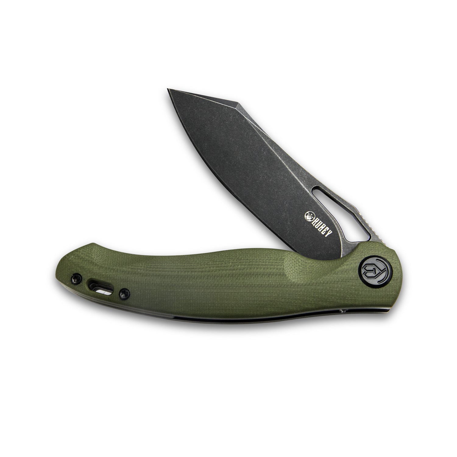 Kubey Drake Liner Lock Folding Knife Green G10 Handle 3.74'' Blackwash AUS-10 KU239B