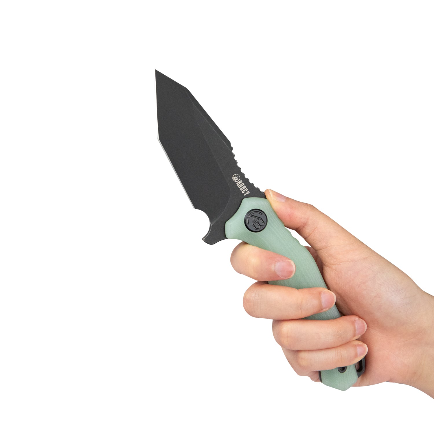 Golf EDC Fixed Blade Knife Jade G-10 Handle 3.07" Blackwashed AUS-10 with Kydex Sheath KU230D