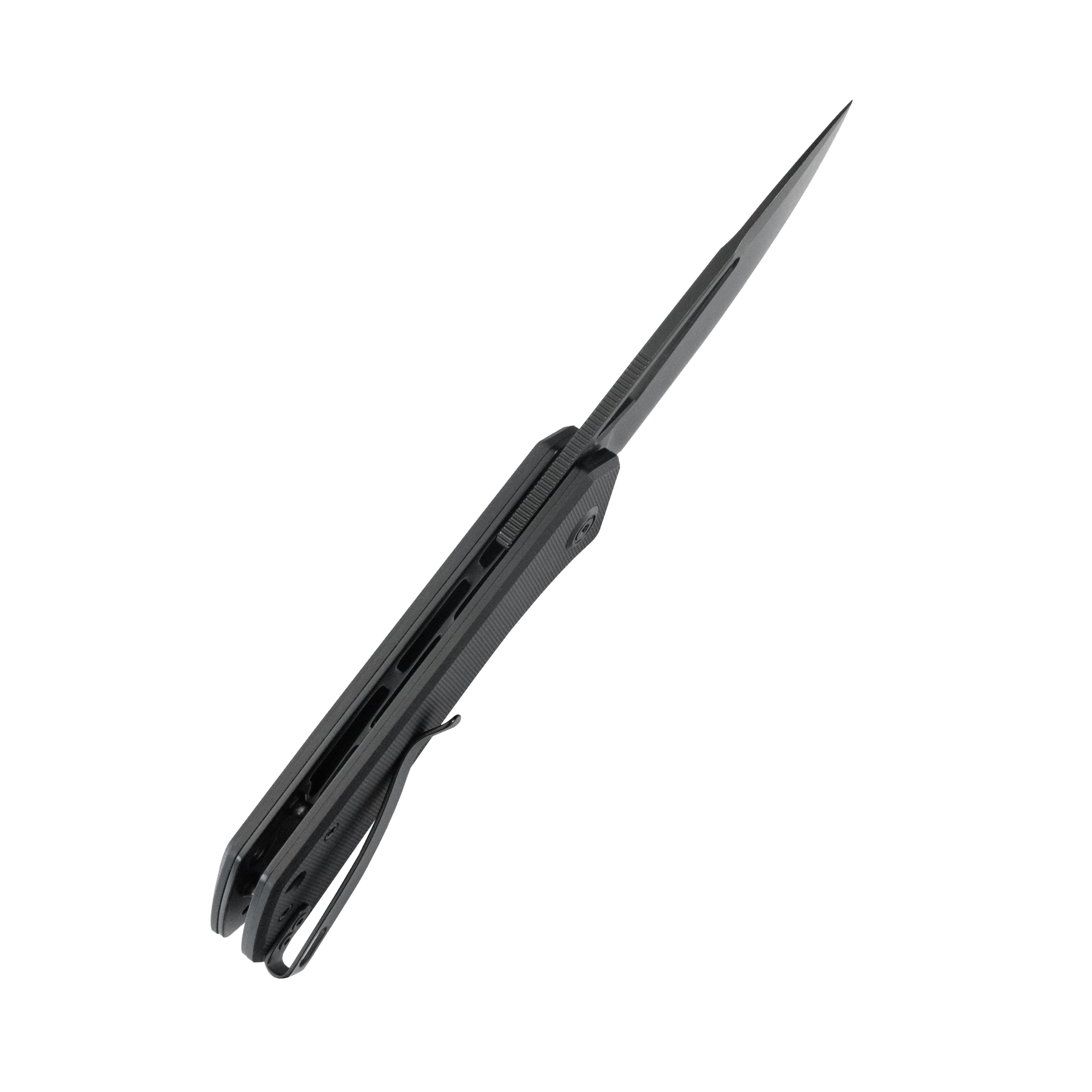 Kubey Thalia Front Flipper EDC Pocket Folding Knife Black G10 Handle 3.27" Blackwash 14C28N KU331S