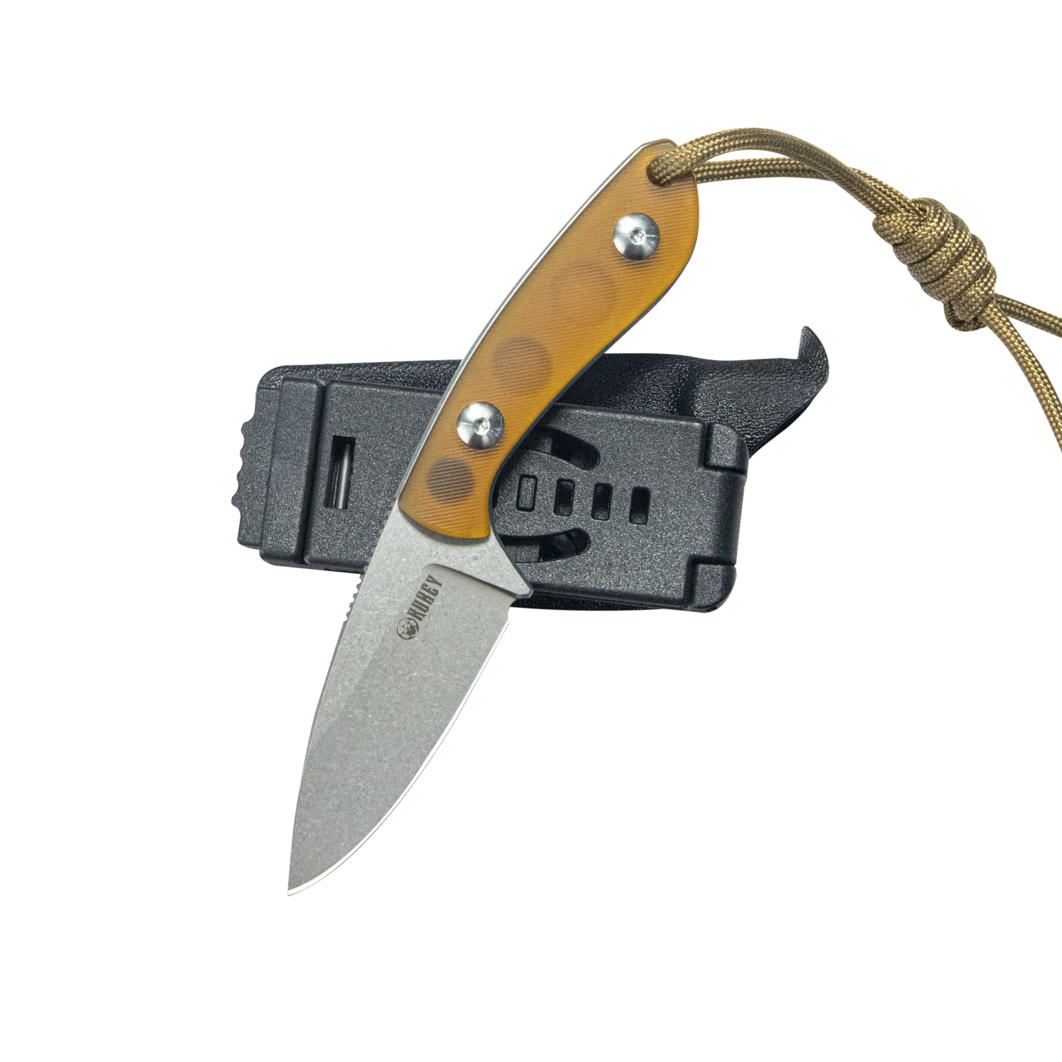 Kubey Bloom Fixed Blade Knife Ultem w/ Diagonal Milling Handle 2.60" Beadblast 14C28N Blade KU411C