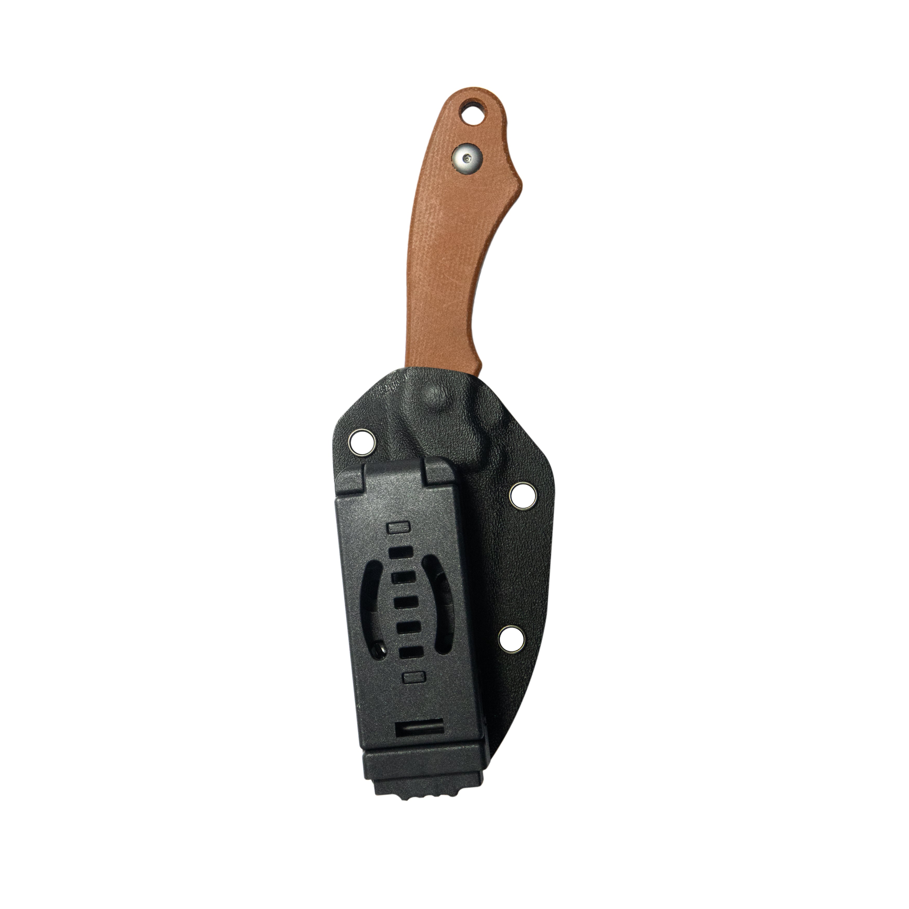 TLB II Clip Point EDC Fixed Blade Knife Brown Micarta 2.8" Beadblast 14C28N with Kydex Sheath KU468C