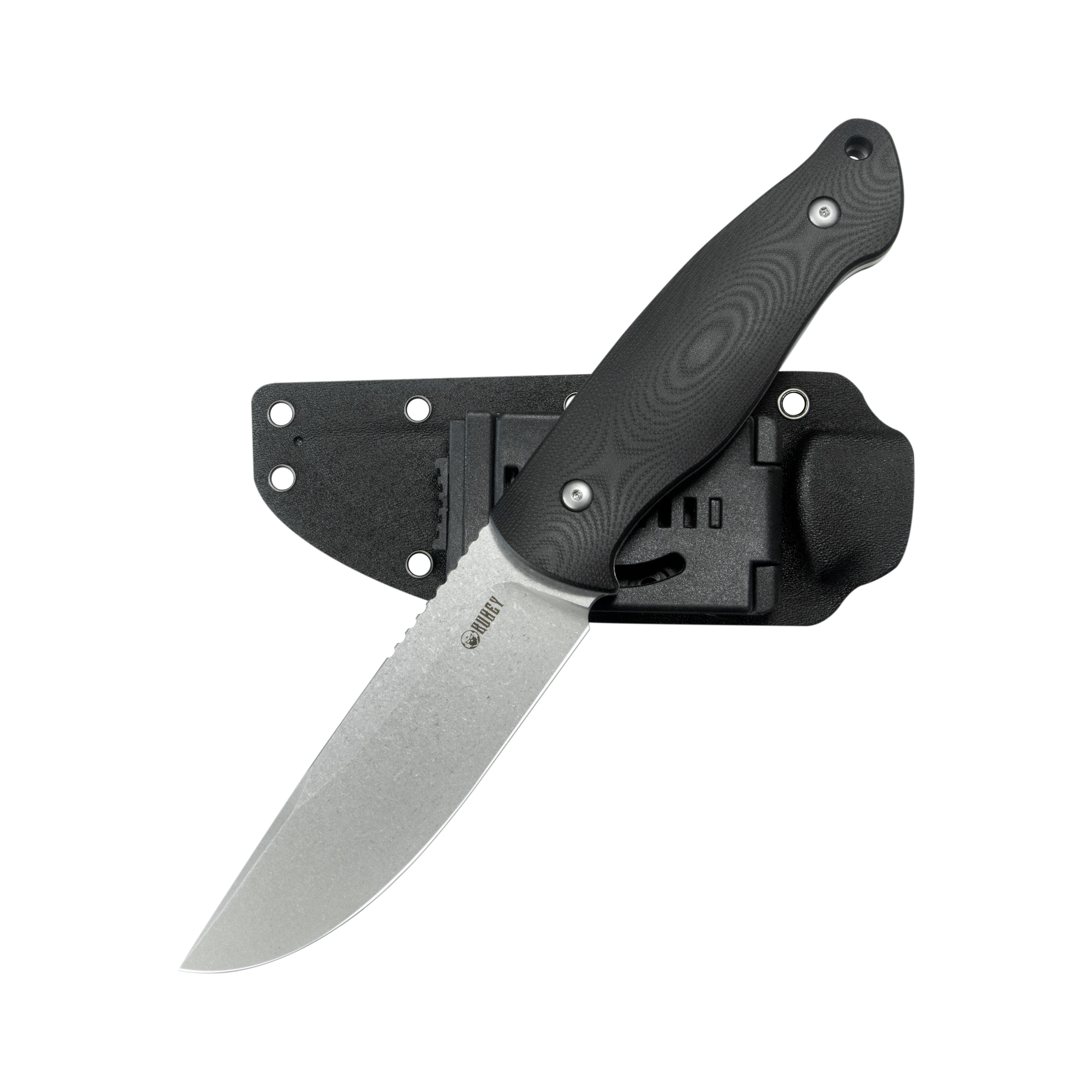 Kubey Eskoria Fixed Blade Knife Black G-10 Handle 5.11" Beadblast 14C28N Blade KU268A