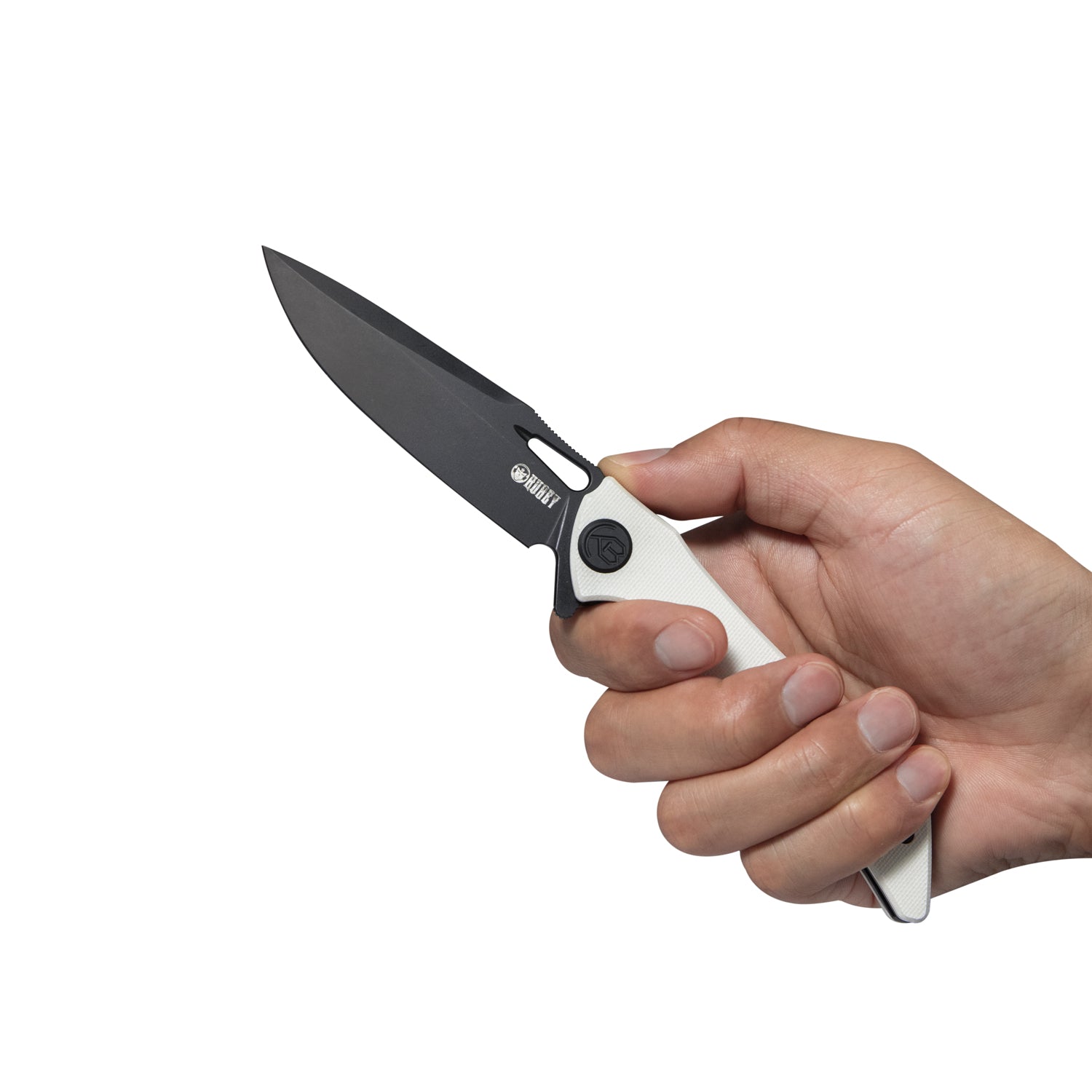 Raven Liner Lock Flipper Knife Ivory G10 Handle 3.5" Dark Stonewashed AUS-10 KB245F