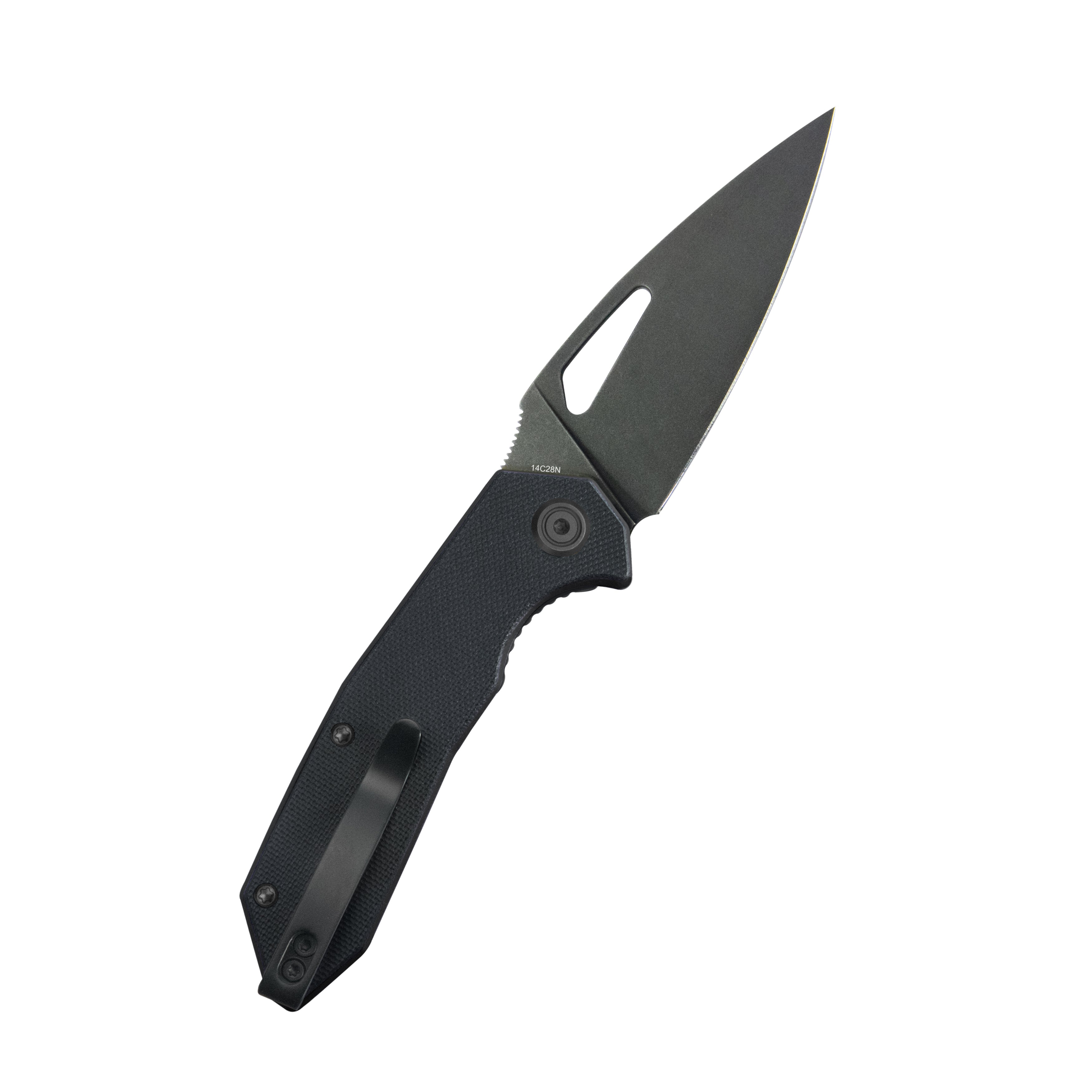 Coeus Liner Lock Thumb Open Folding Knife Black G10 Handle EDC knives 3.11" Blackwash 14C28N KU122X
