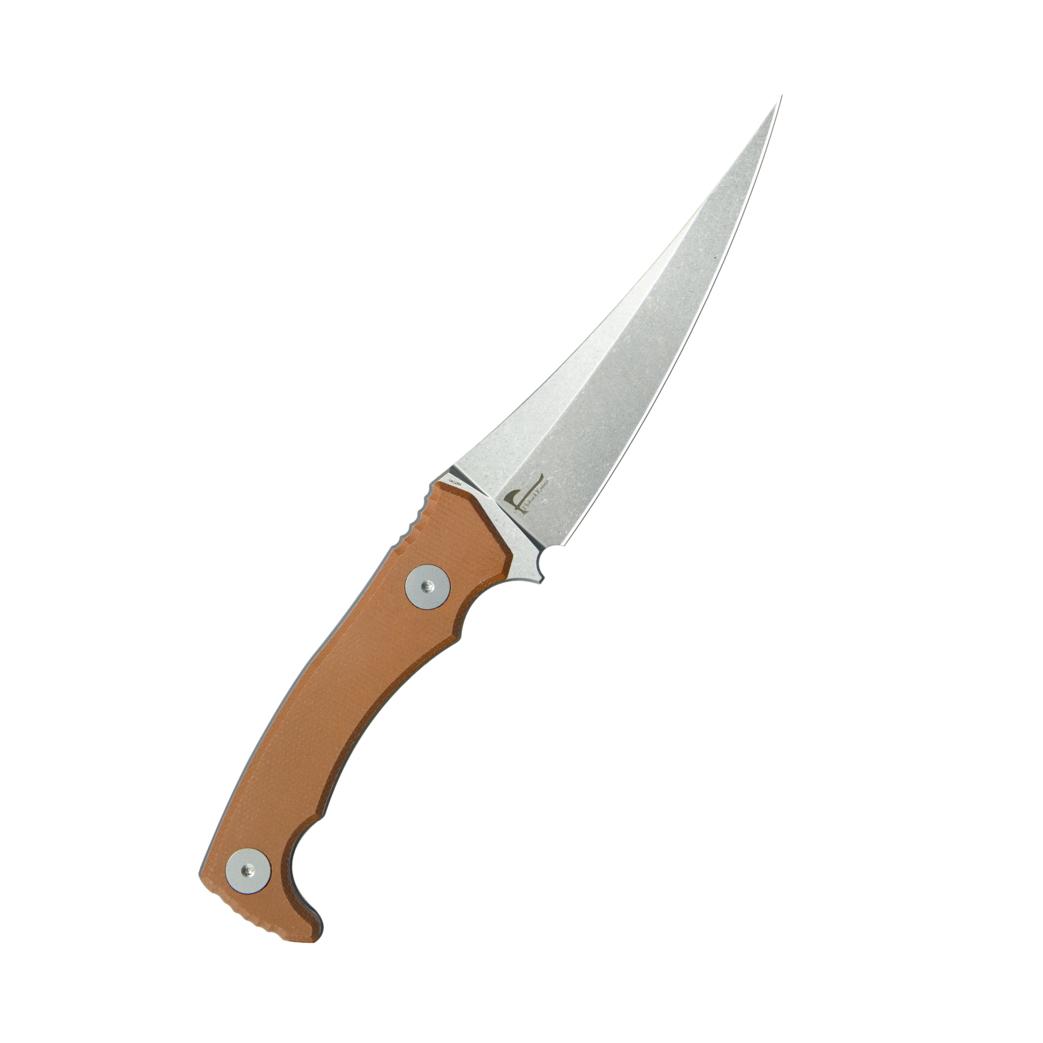 Kubey Sicarii Fixed Blade Knife Brown Micarta Handle 4.57" Beadblast 14C28N Blade KU477E