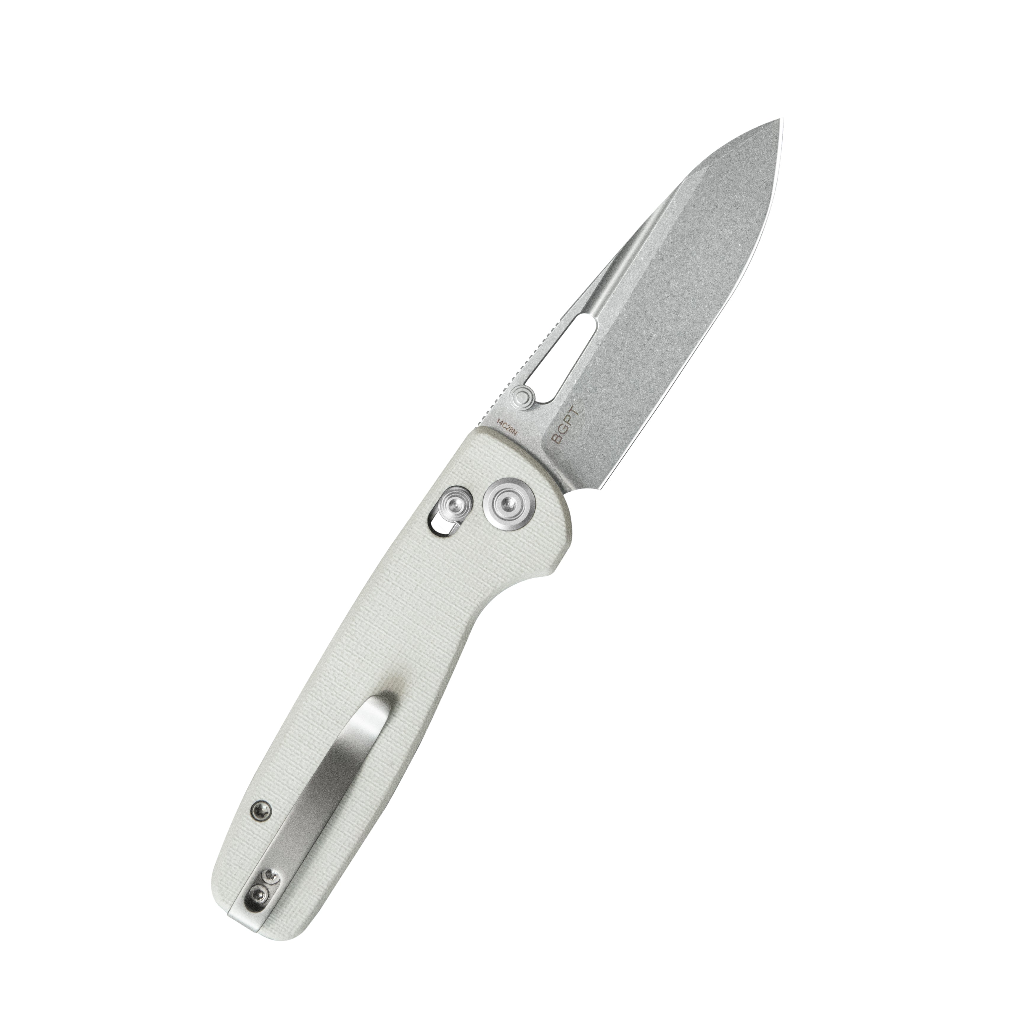 Kubey Bluff Axis lock Everyday Carry Folding Knife White G10 Handle 3.19" Sandblast 14C28N KU248G