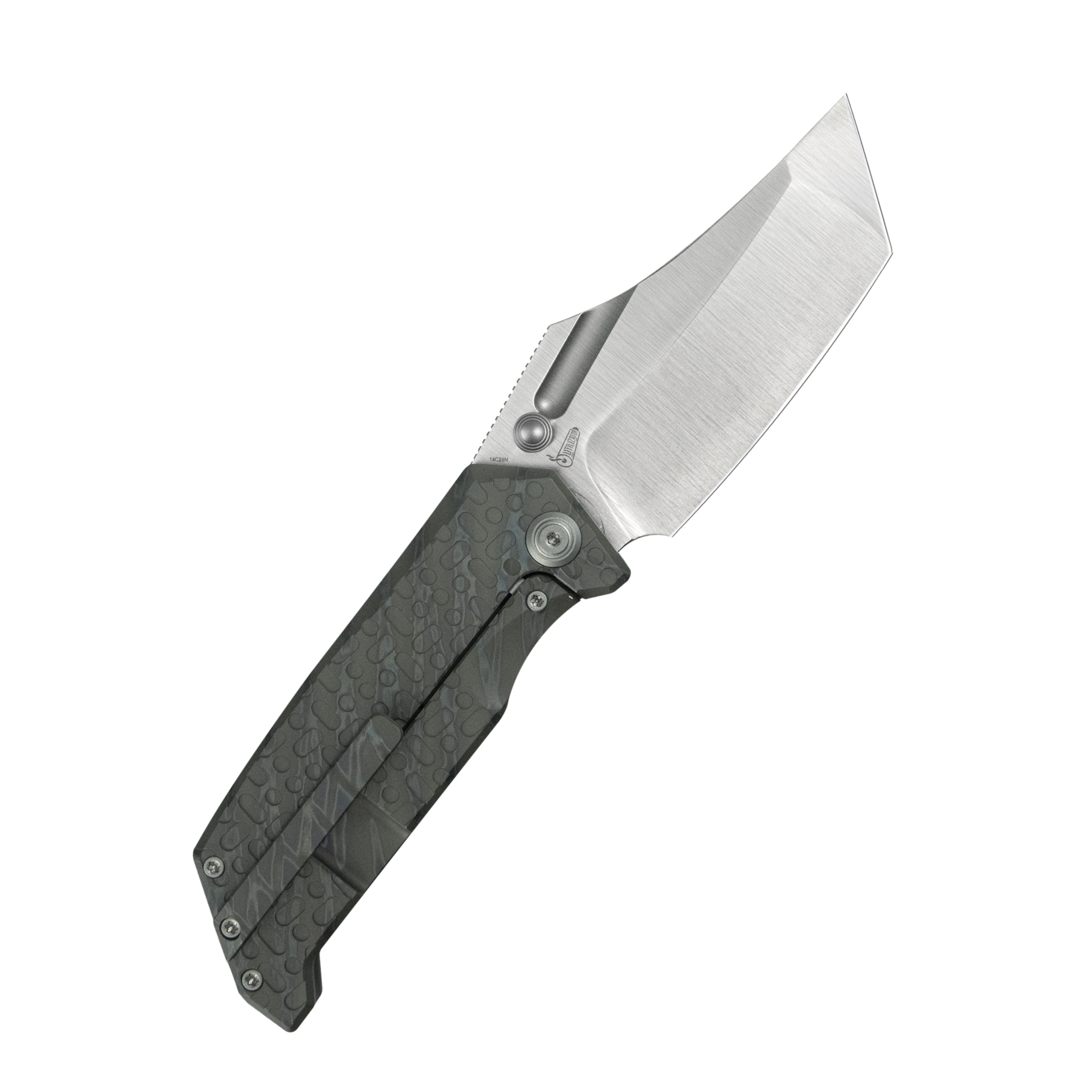 Kubey Hamster Frame Lock Folding Knife Flame Titanium Handle 3.46" Satin 14C28N Blade KU402C